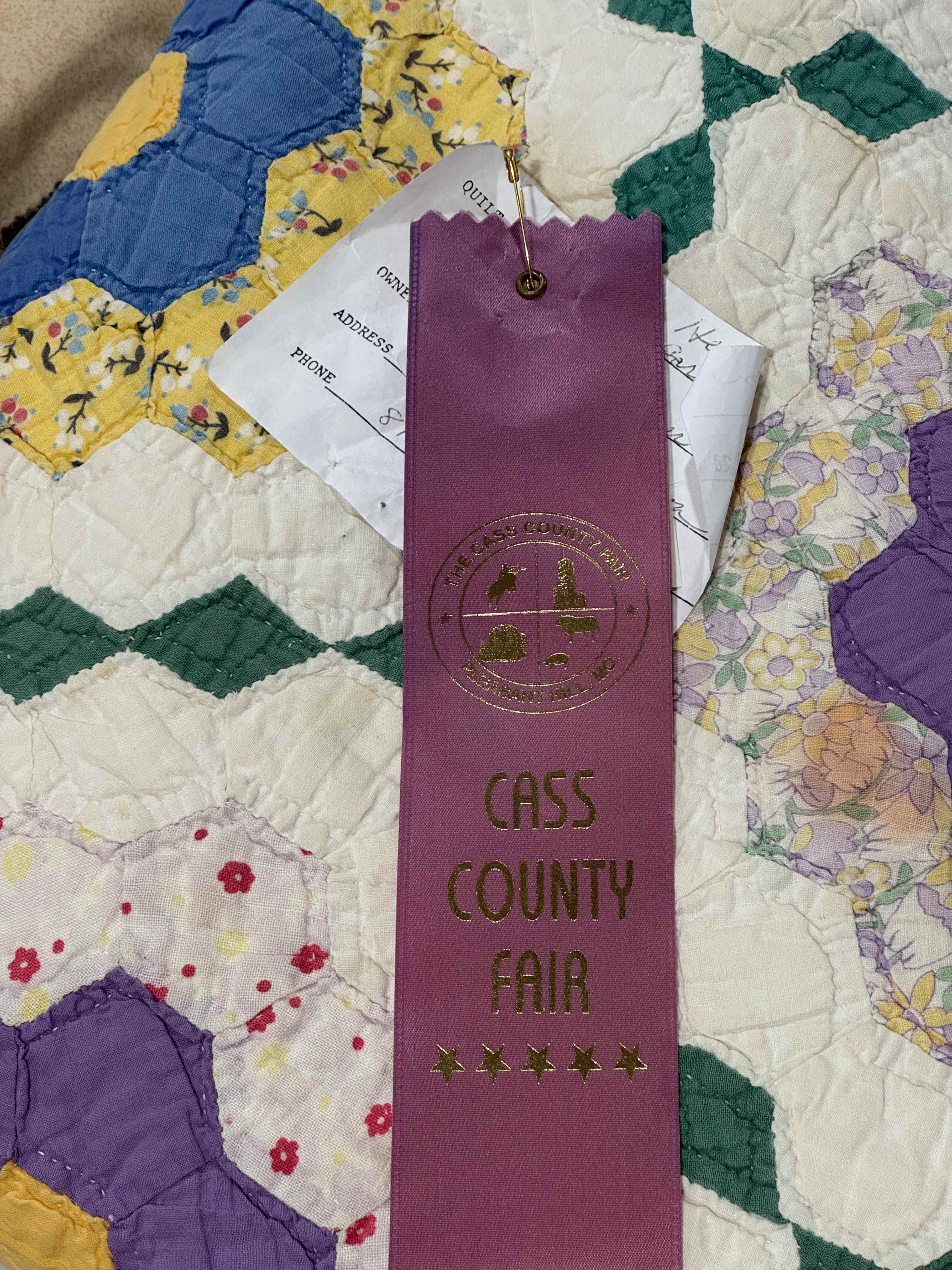 Vintage Grandmother's Flower Garden Quilt with Provenance
