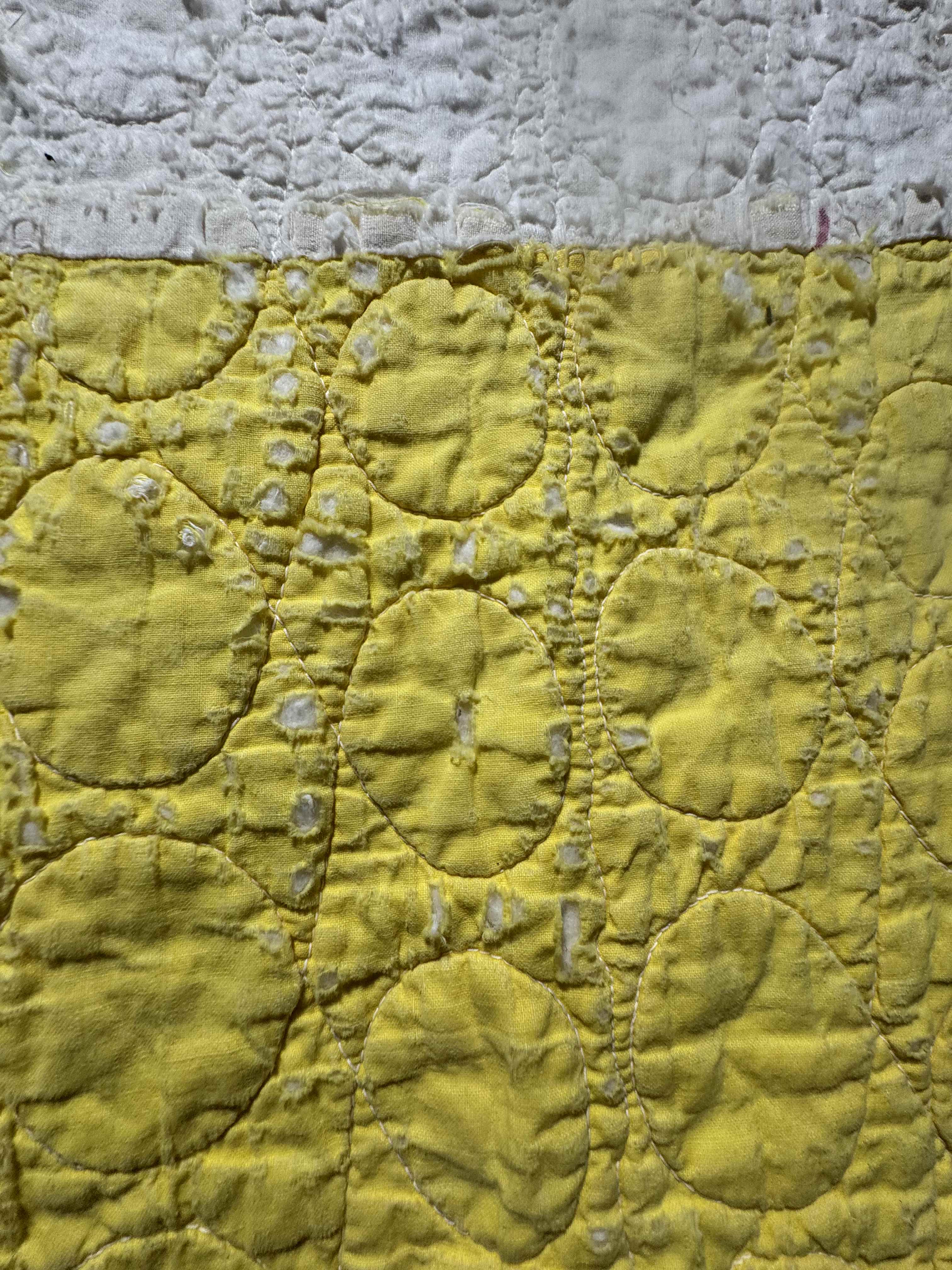 Vintage Quilt Yellow and White Checkerboard