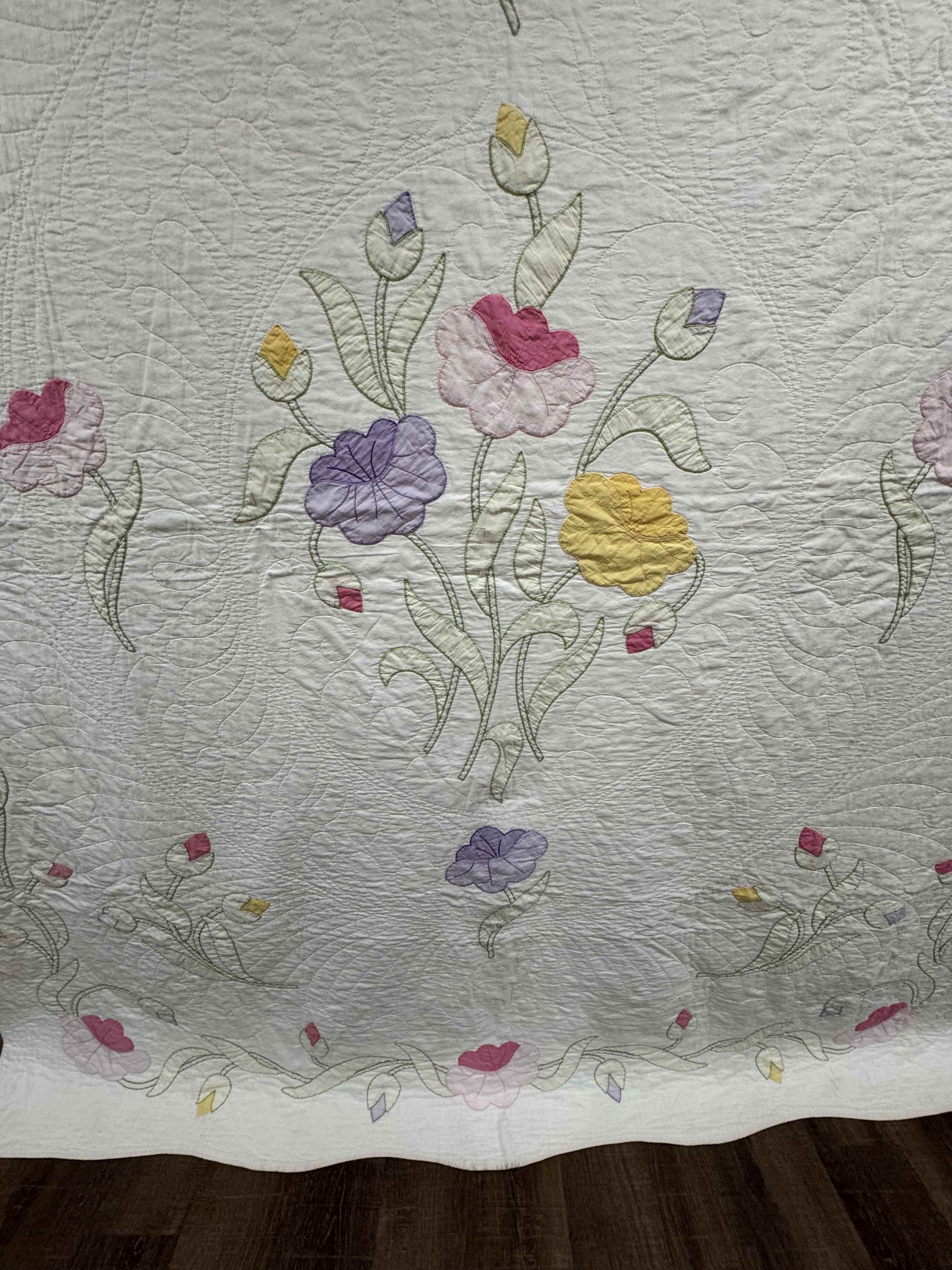 Vintage Quilt Yankee Garden Floral Applique