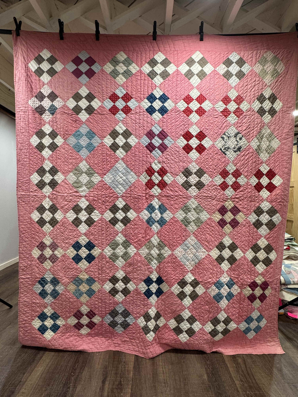 Antique Quilt Nine Patch on Point