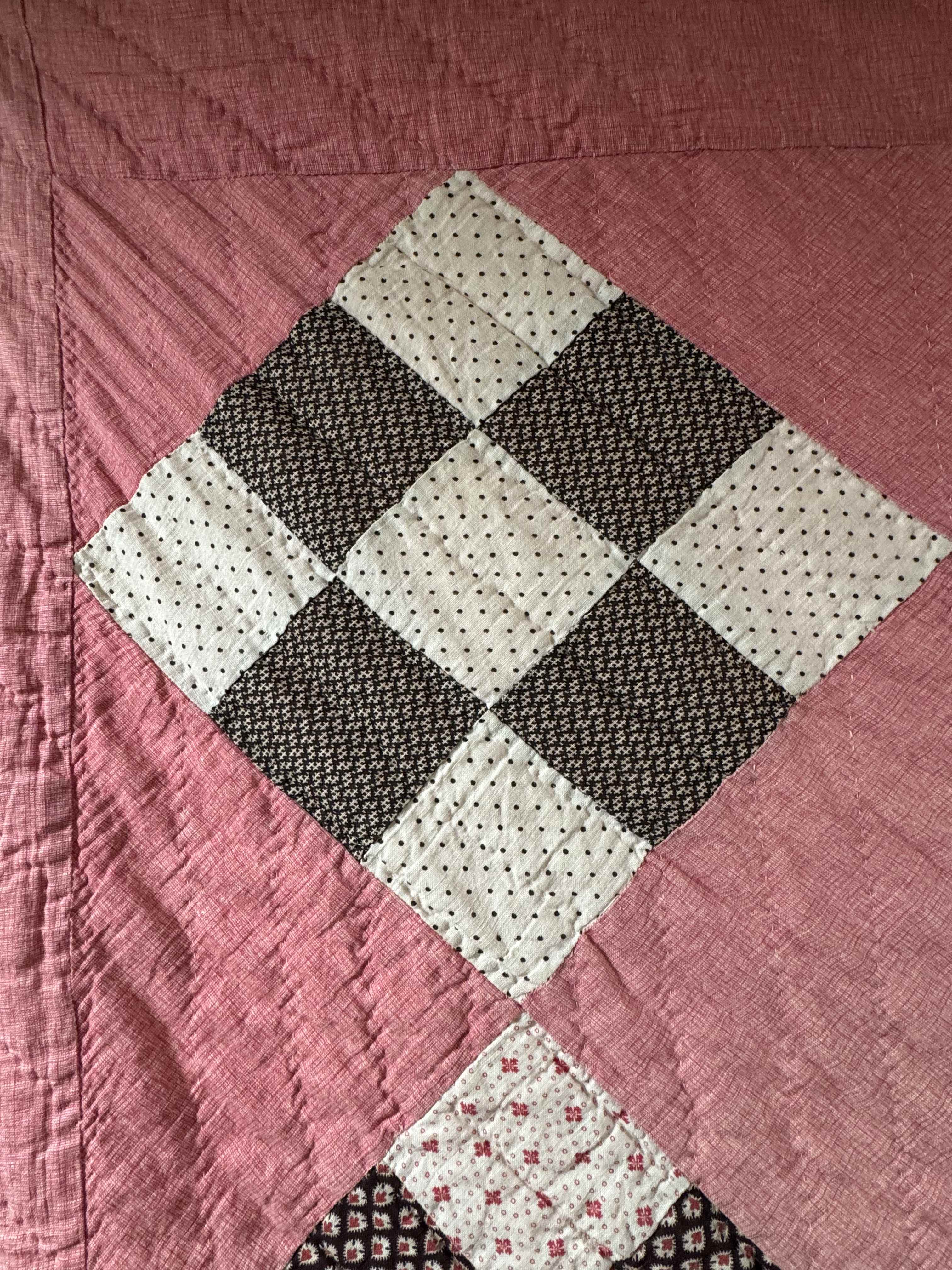 Antique Quilt Nine Patch on Point