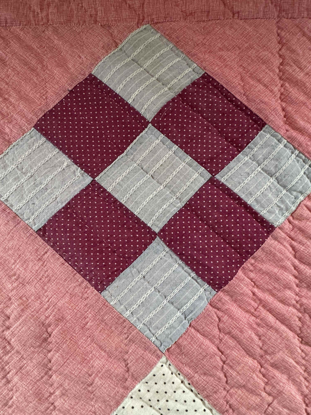 Antique Quilt Nine Patch on Point