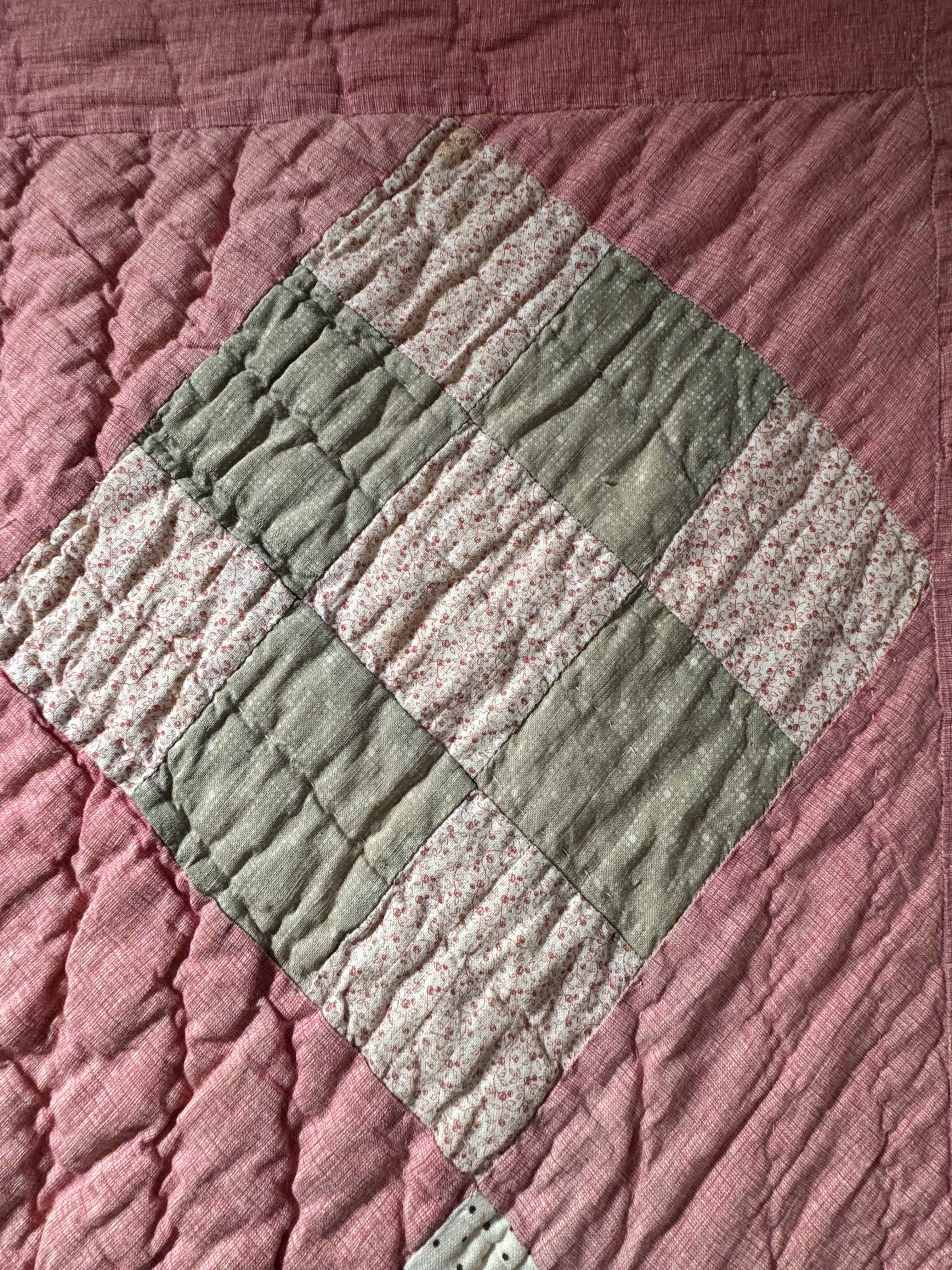 Antique Quilt Nine Patch on Point