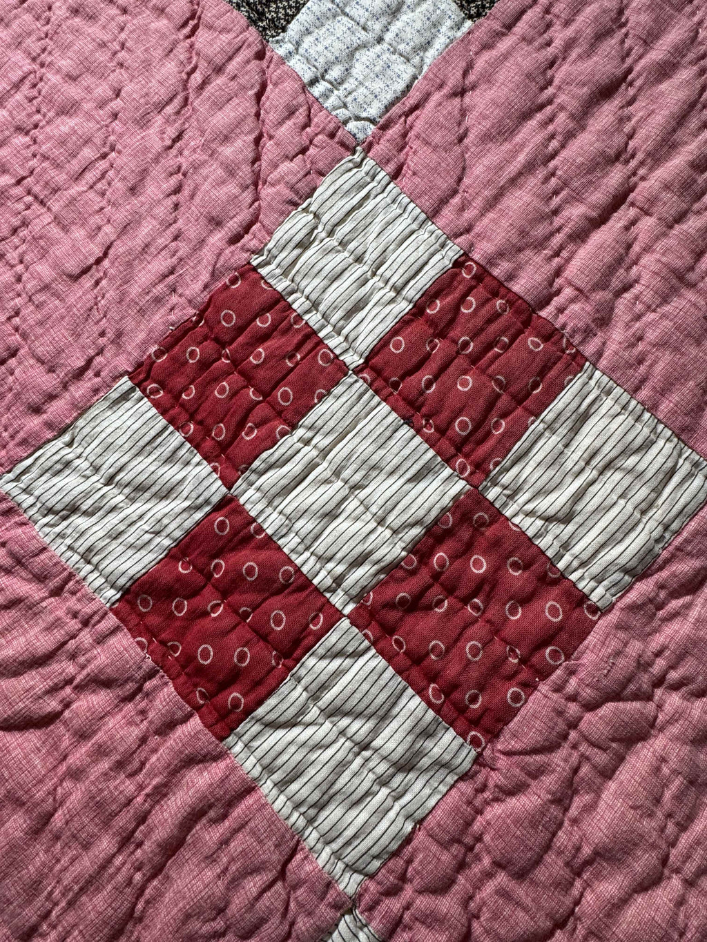 Antique Quilt Nine Patch on Point