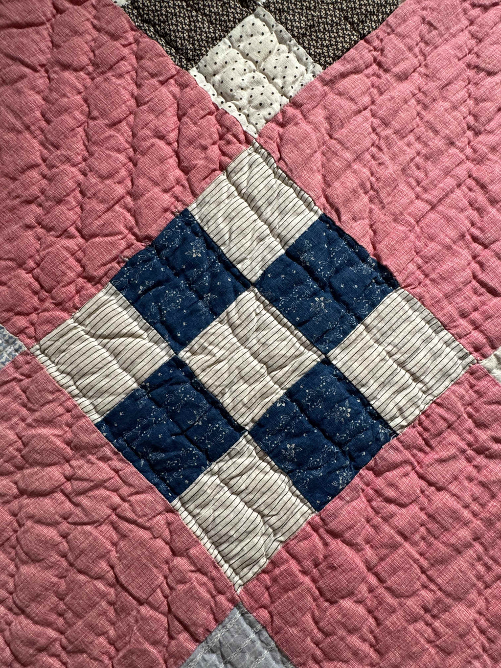 Antique Quilt Nine Patch on Point