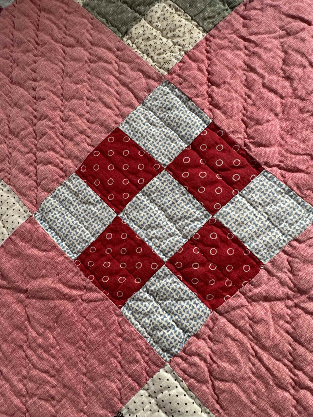 Antique Quilt Nine Patch on Point