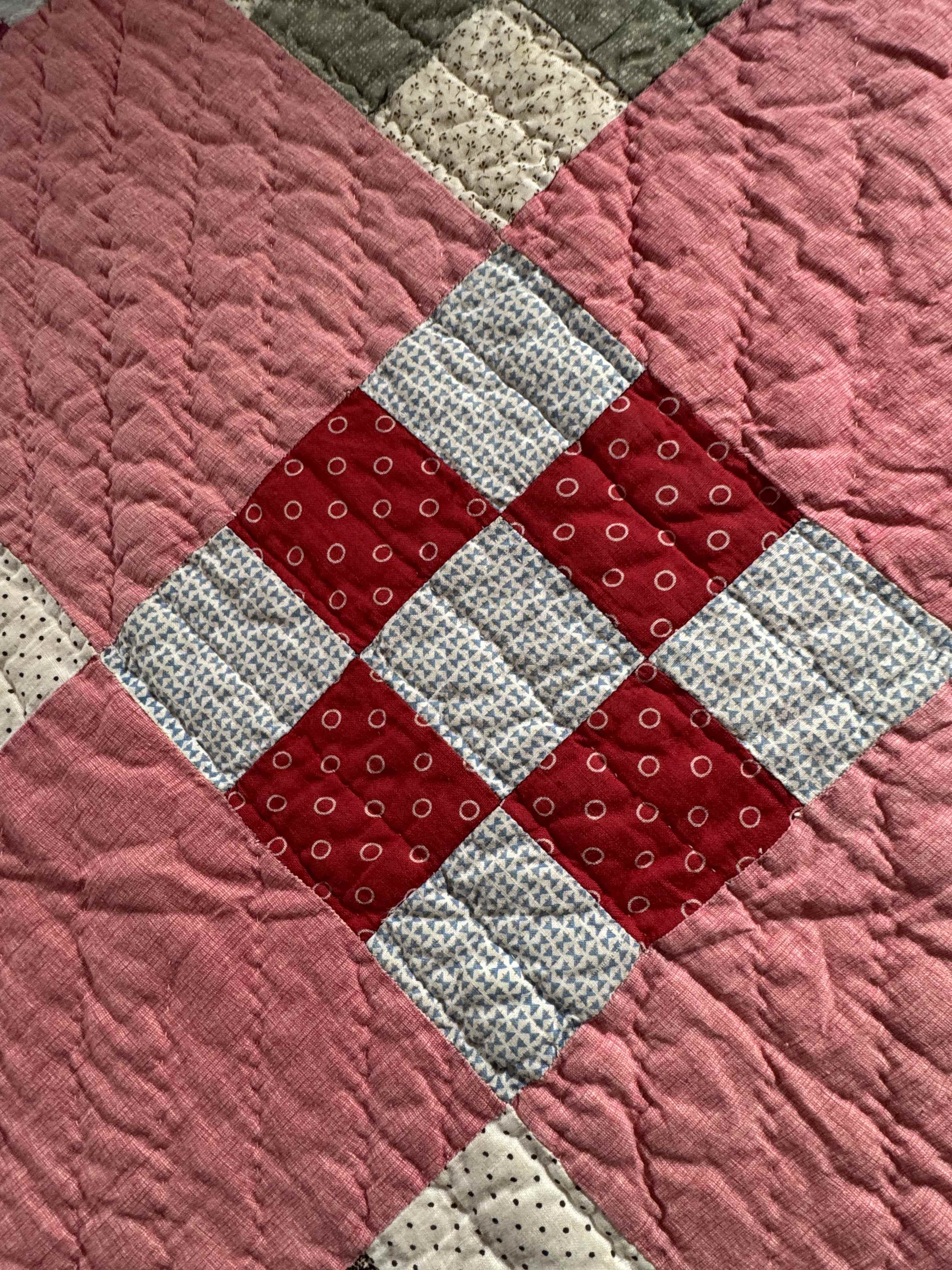 Antique Quilt Nine Patch on Point