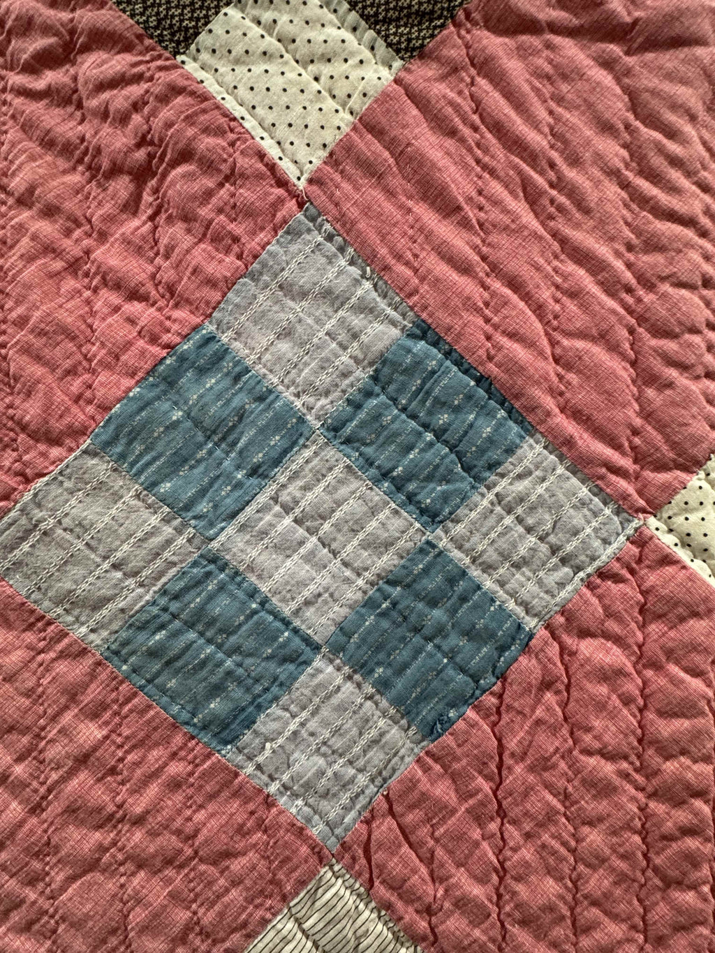 Antique Quilt Nine Patch on Point