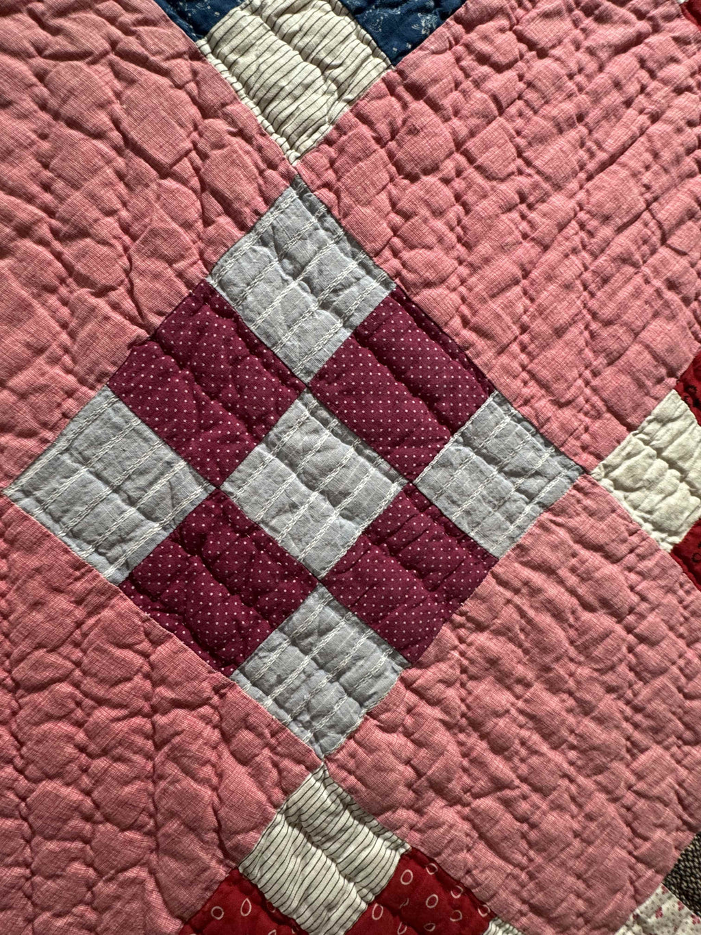 Antique Quilt Nine Patch on Point