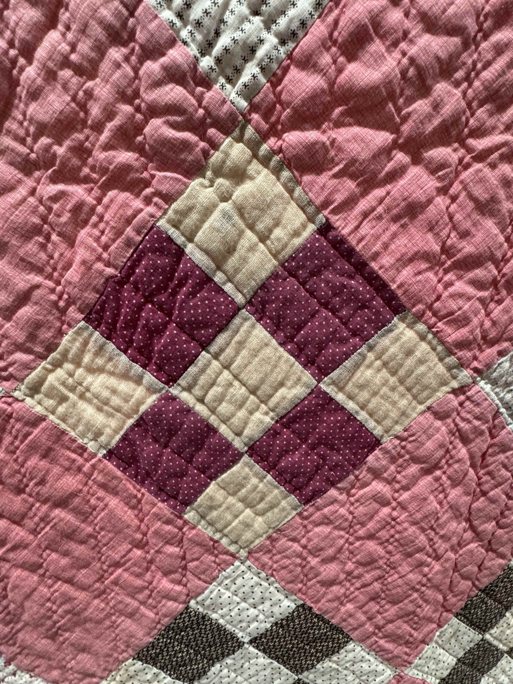 Antique Quilt Nine Patch on Point