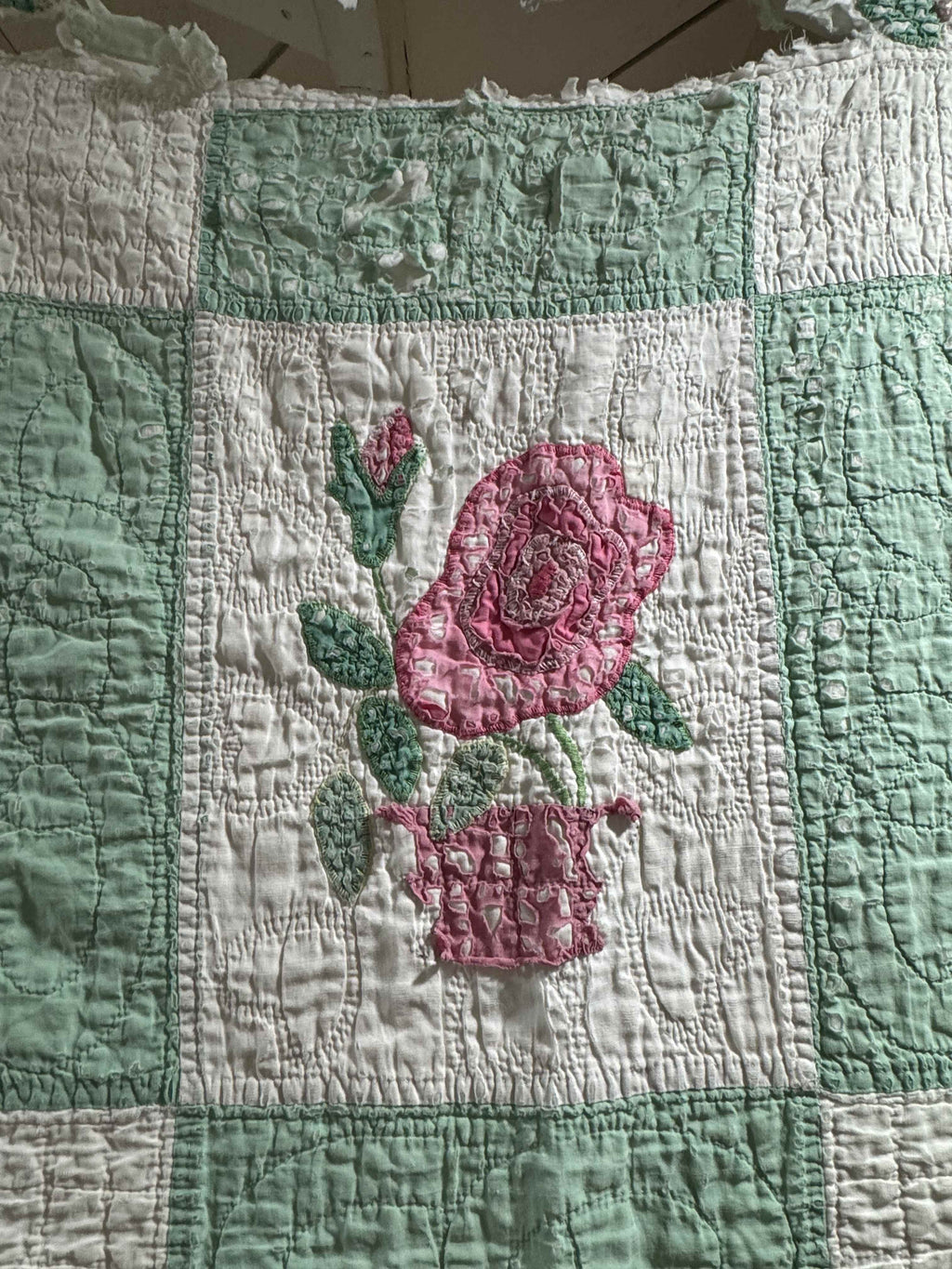 Vintage Quilt Flower Pot Applique