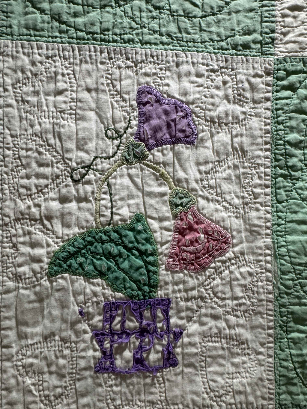 Vintage Quilt Flower Pot Applique