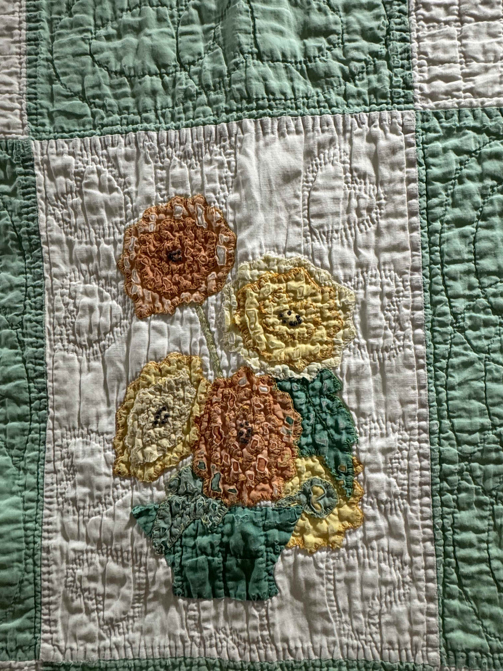 Vintage Quilt Flower Pot Applique