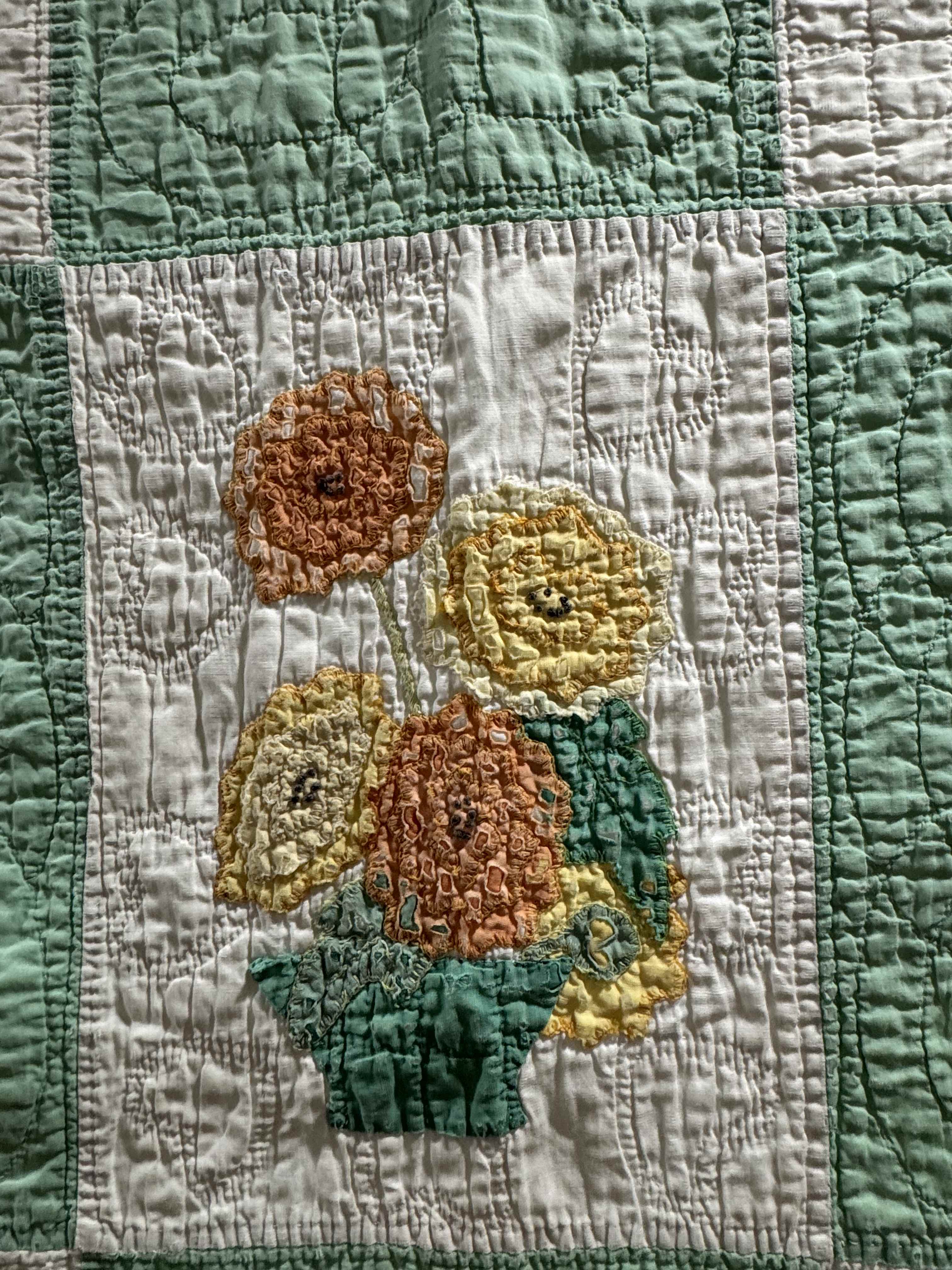 Vintage Quilt Flower Pot Applique