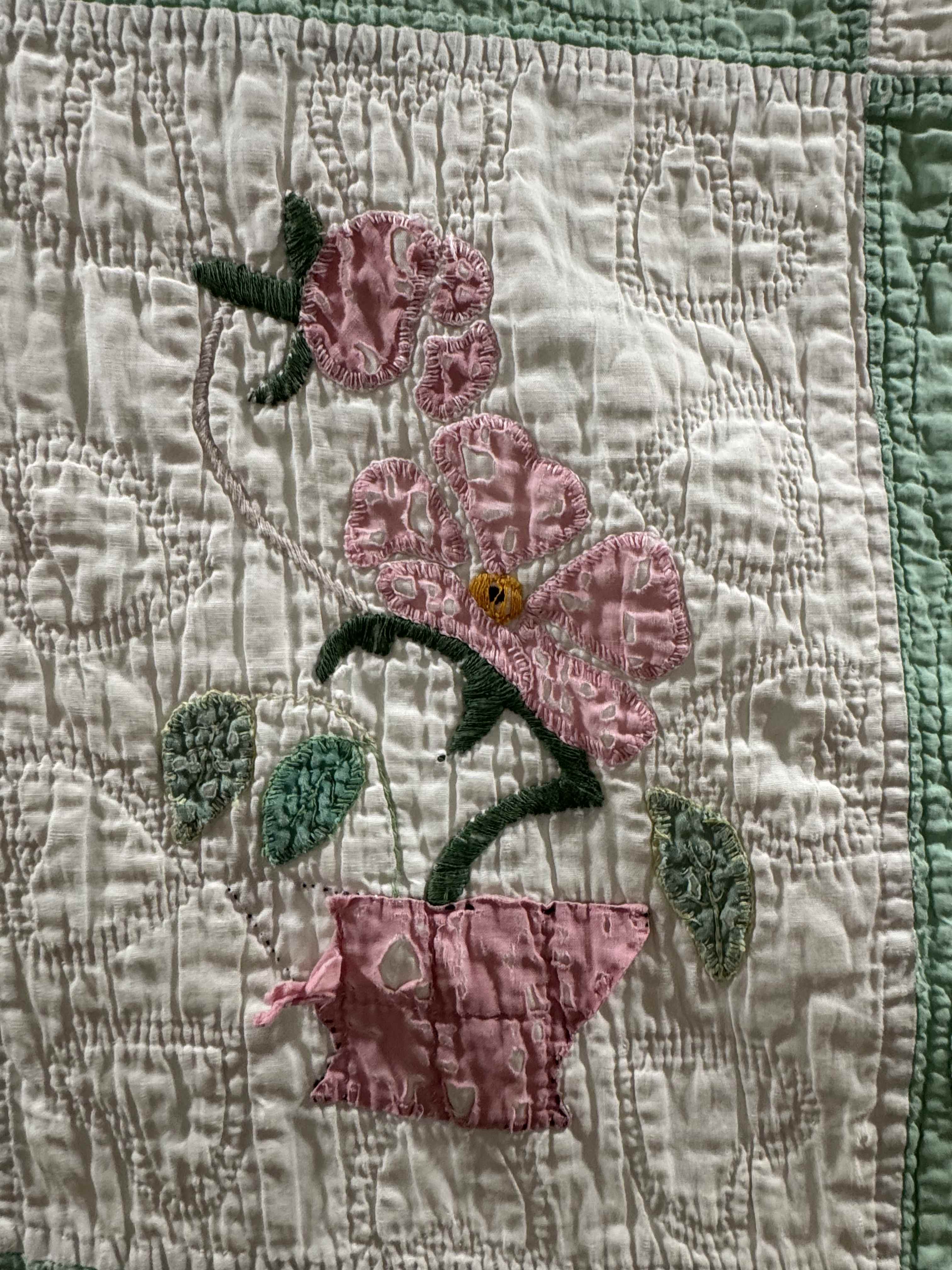 Vintage Quilt Flower Pot Applique