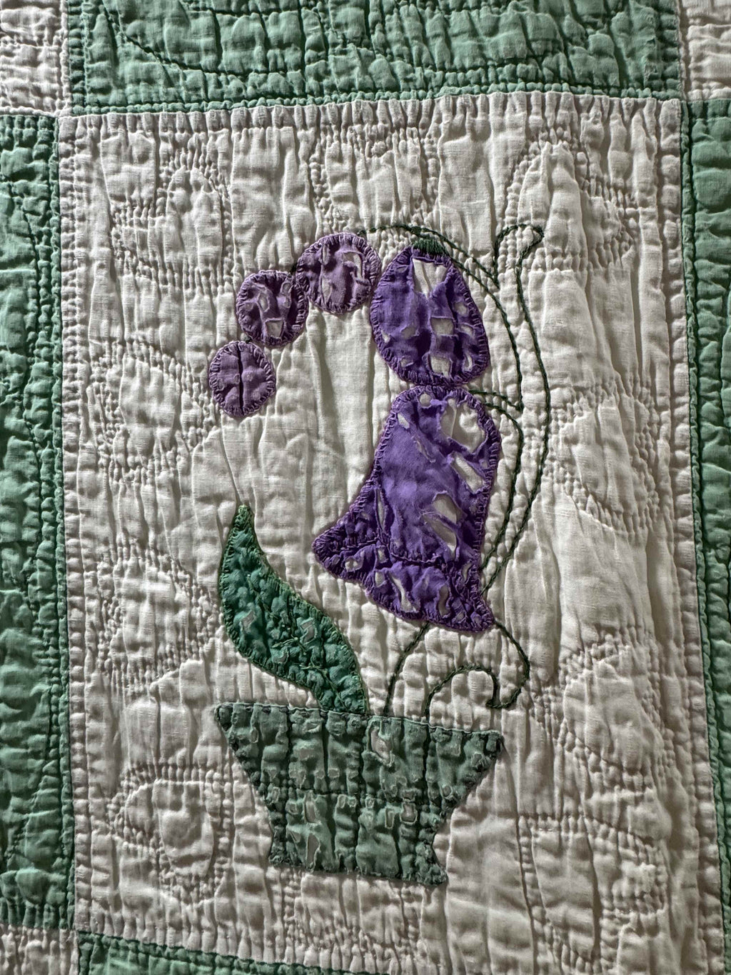 Vintage Quilt Flower Pot Applique