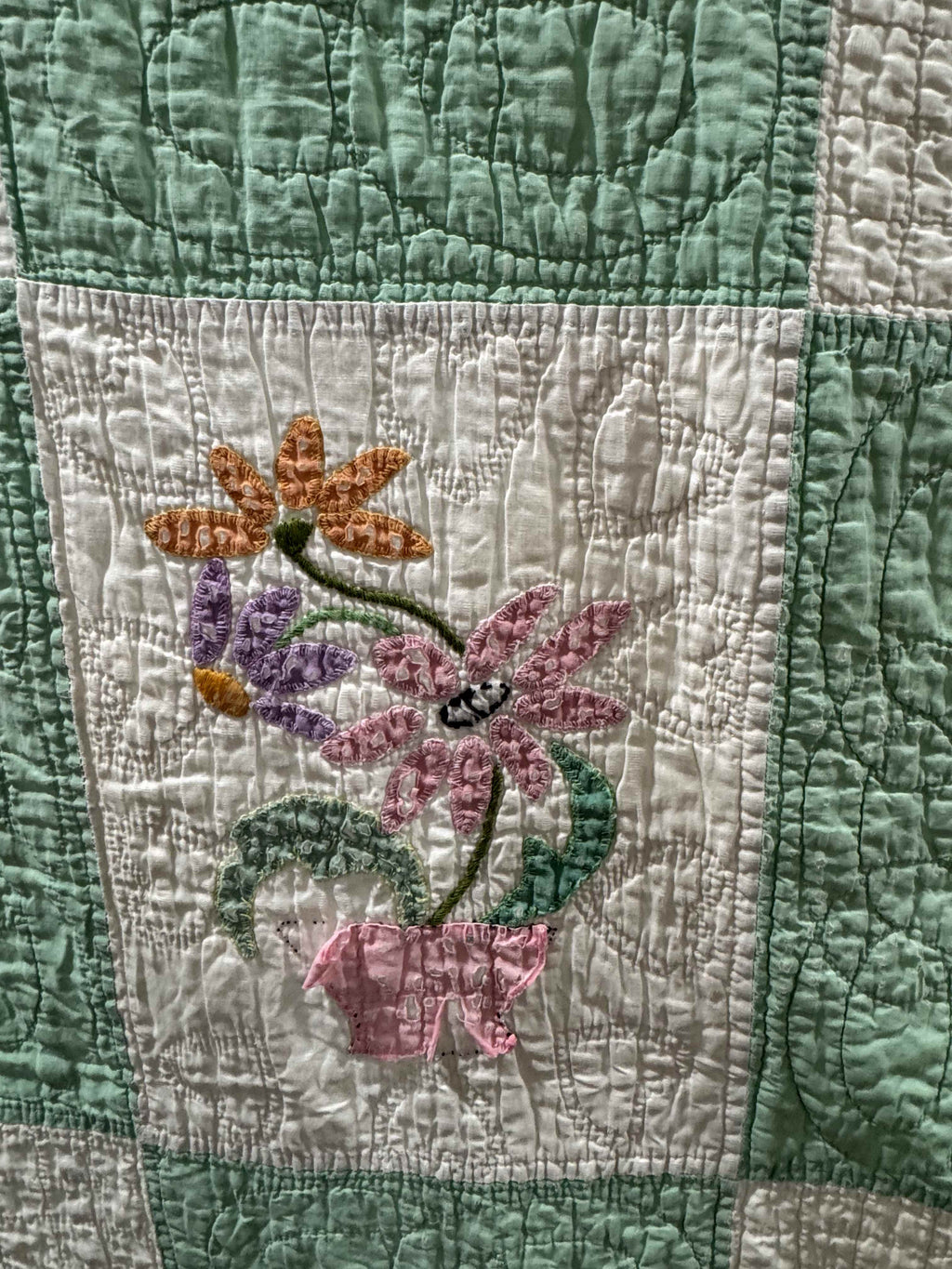 Vintage Quilt Flower Pot Applique