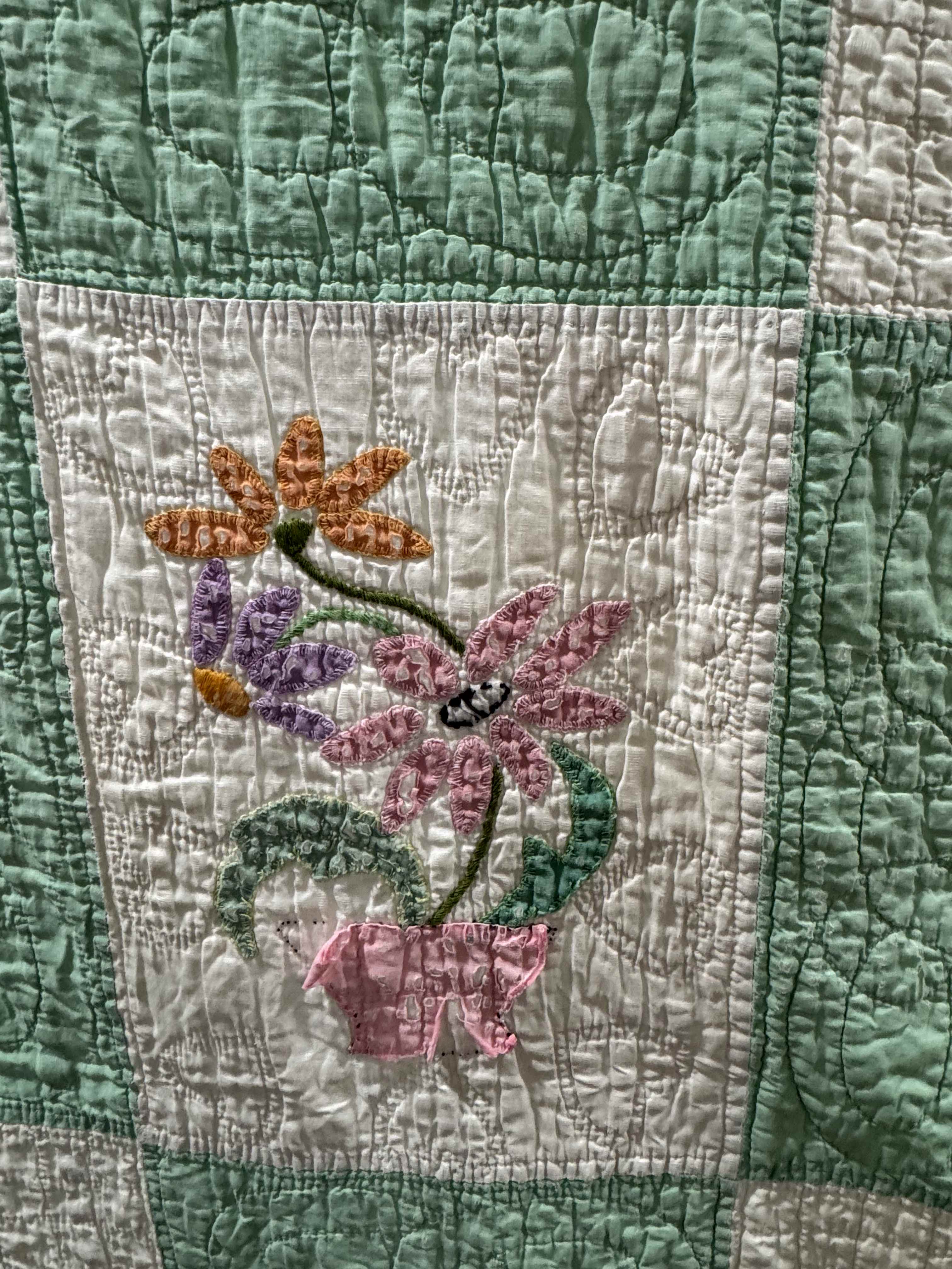 Vintage Quilt Flower Pot Applique