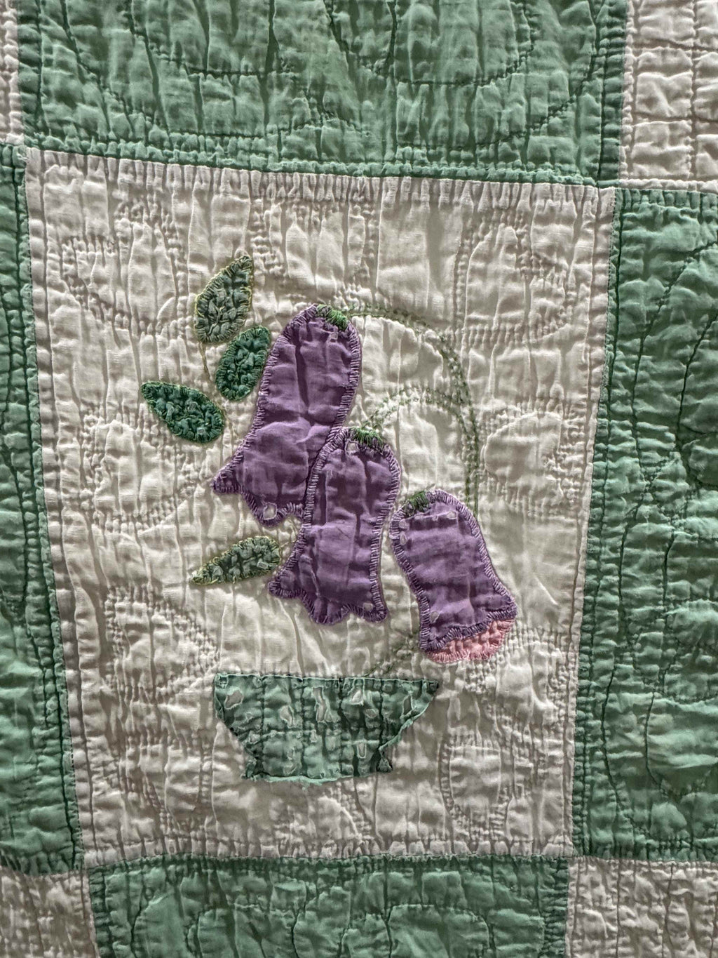 Vintage Quilt Flower Pot Applique