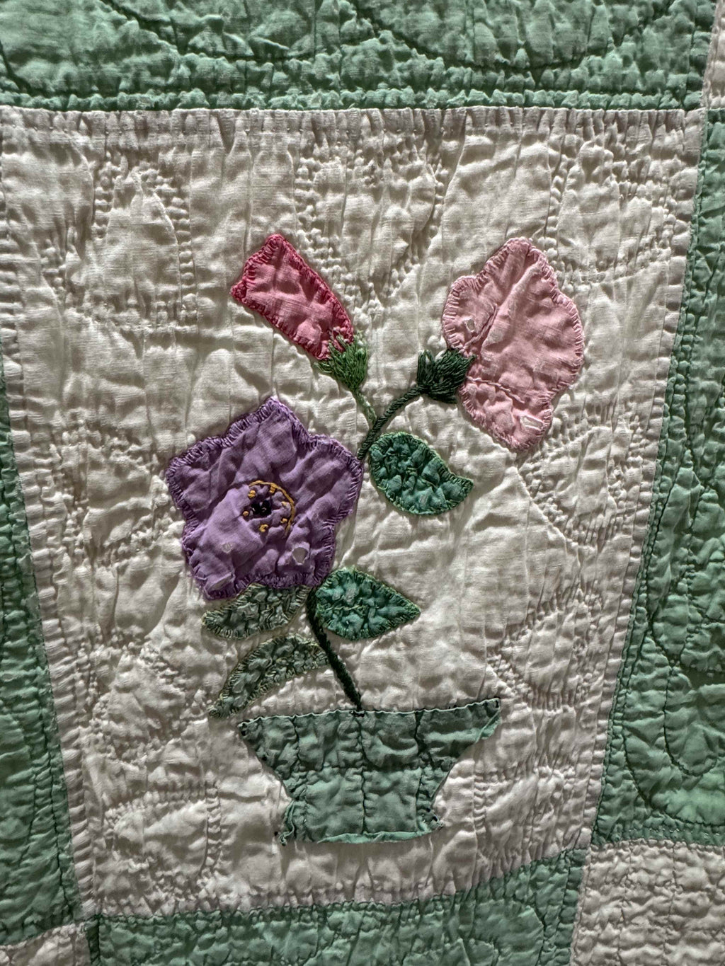 Vintage Quilt Flower Pot Applique
