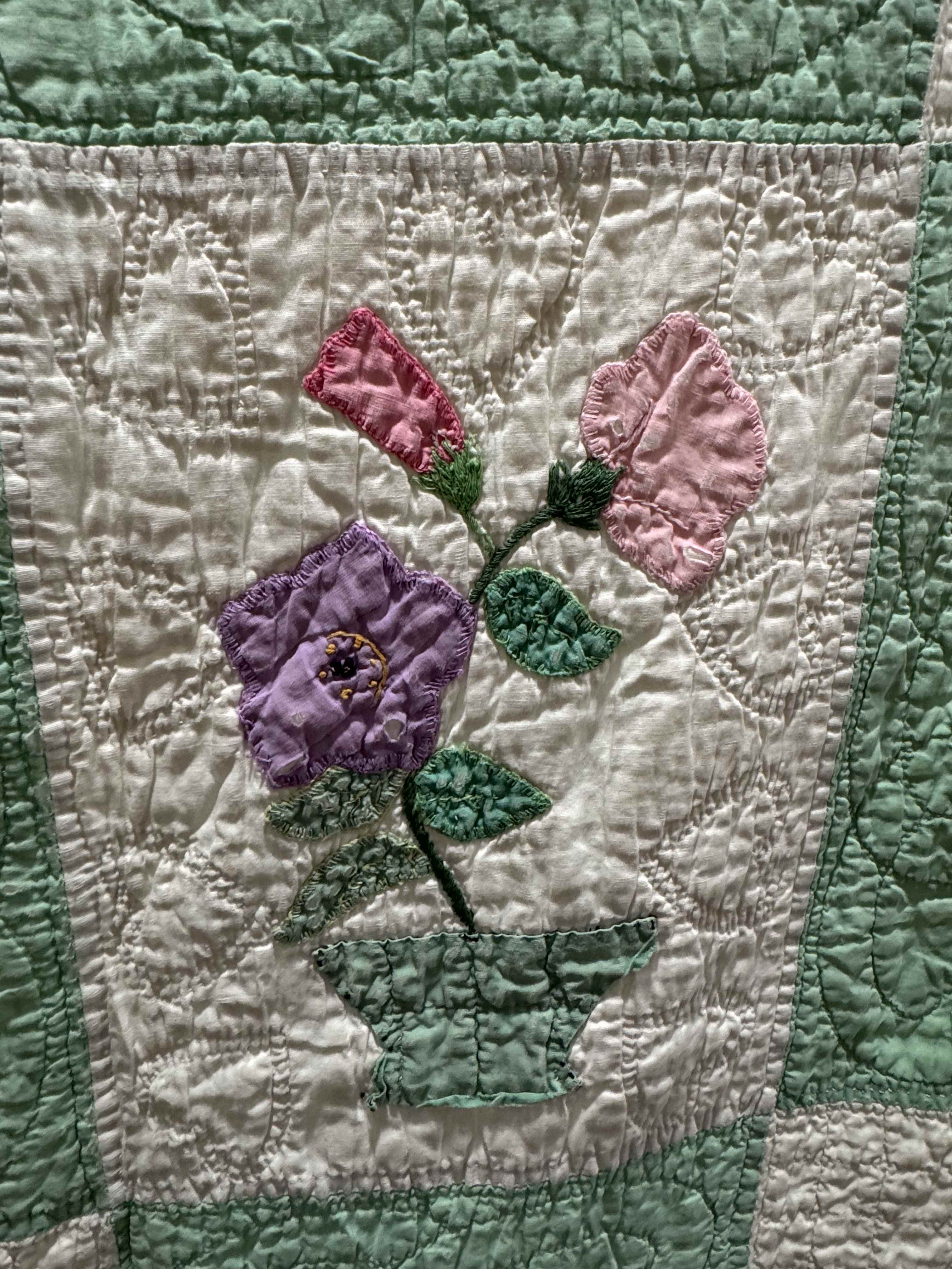 Vintage Quilt Flower Pot Applique