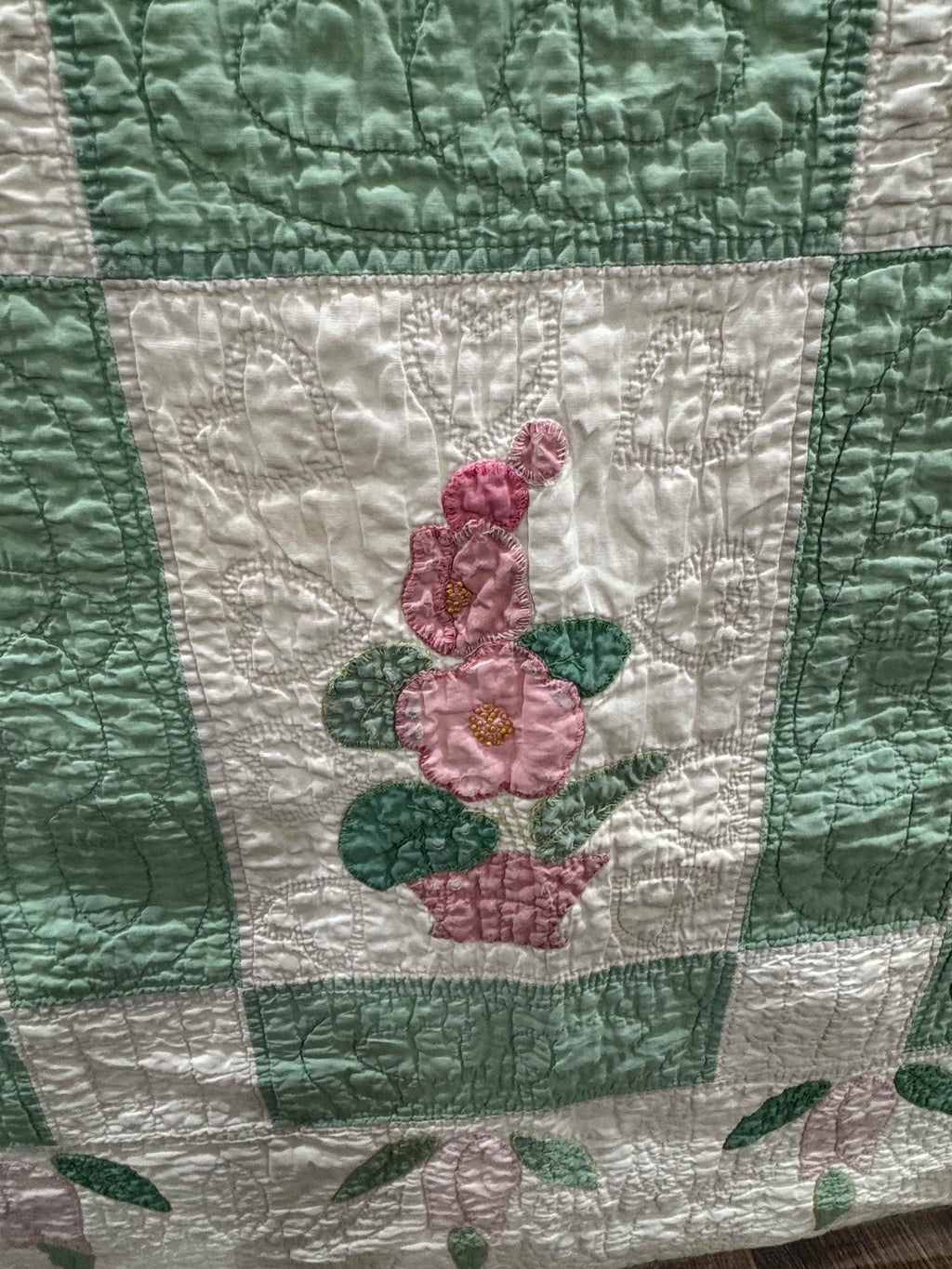 Vintage Quilt Flower Pot Applique