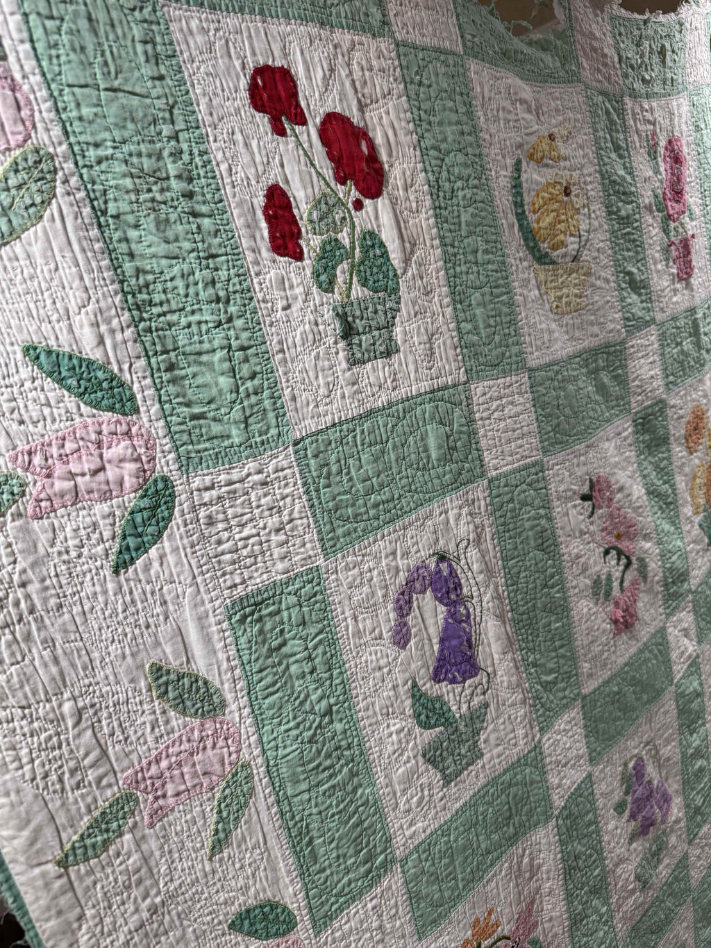 Vintage Quilt Flower Pot Applique