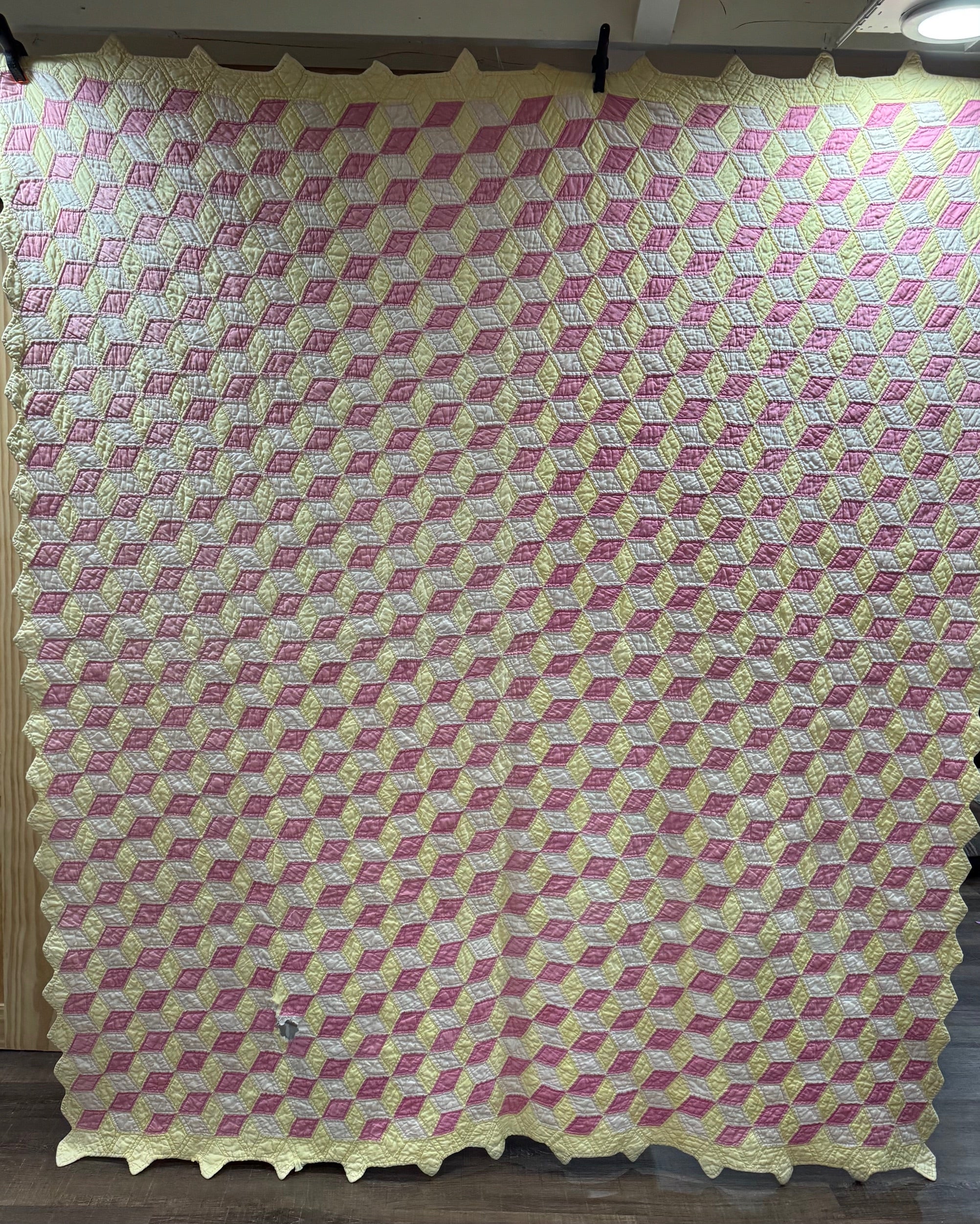 Pink Lemonade Tumbling Blocks Cutter Quilt **SOLD**