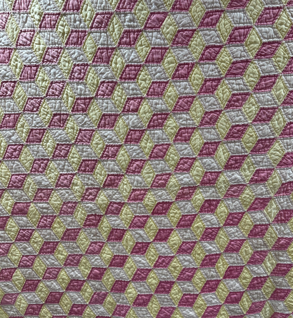 Pink Lemonade Tumbling Blocks Cutter Quilt **SOLD**