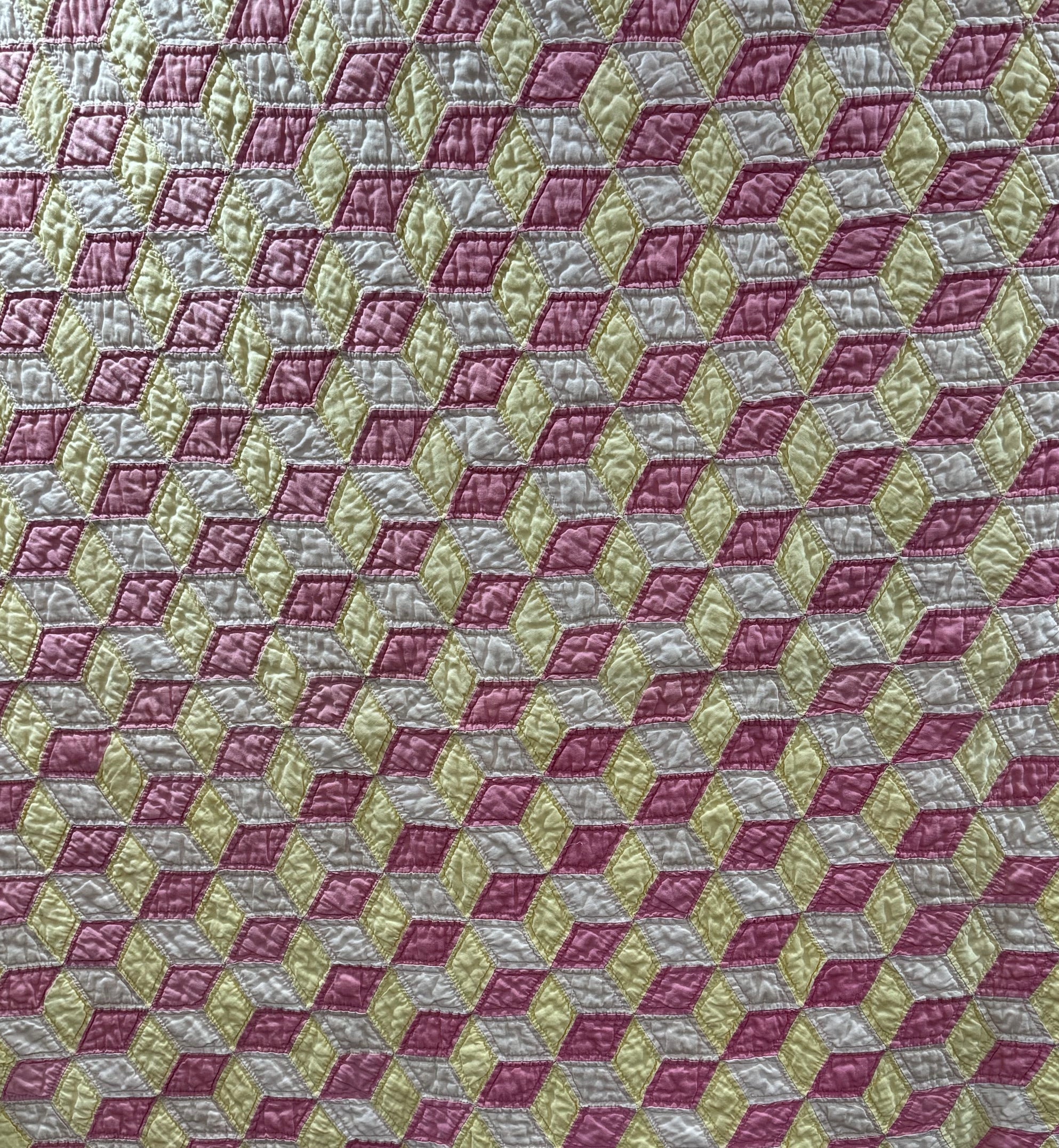 Pink Lemonade Tumbling Blocks Cutter Quilt **SOLD**