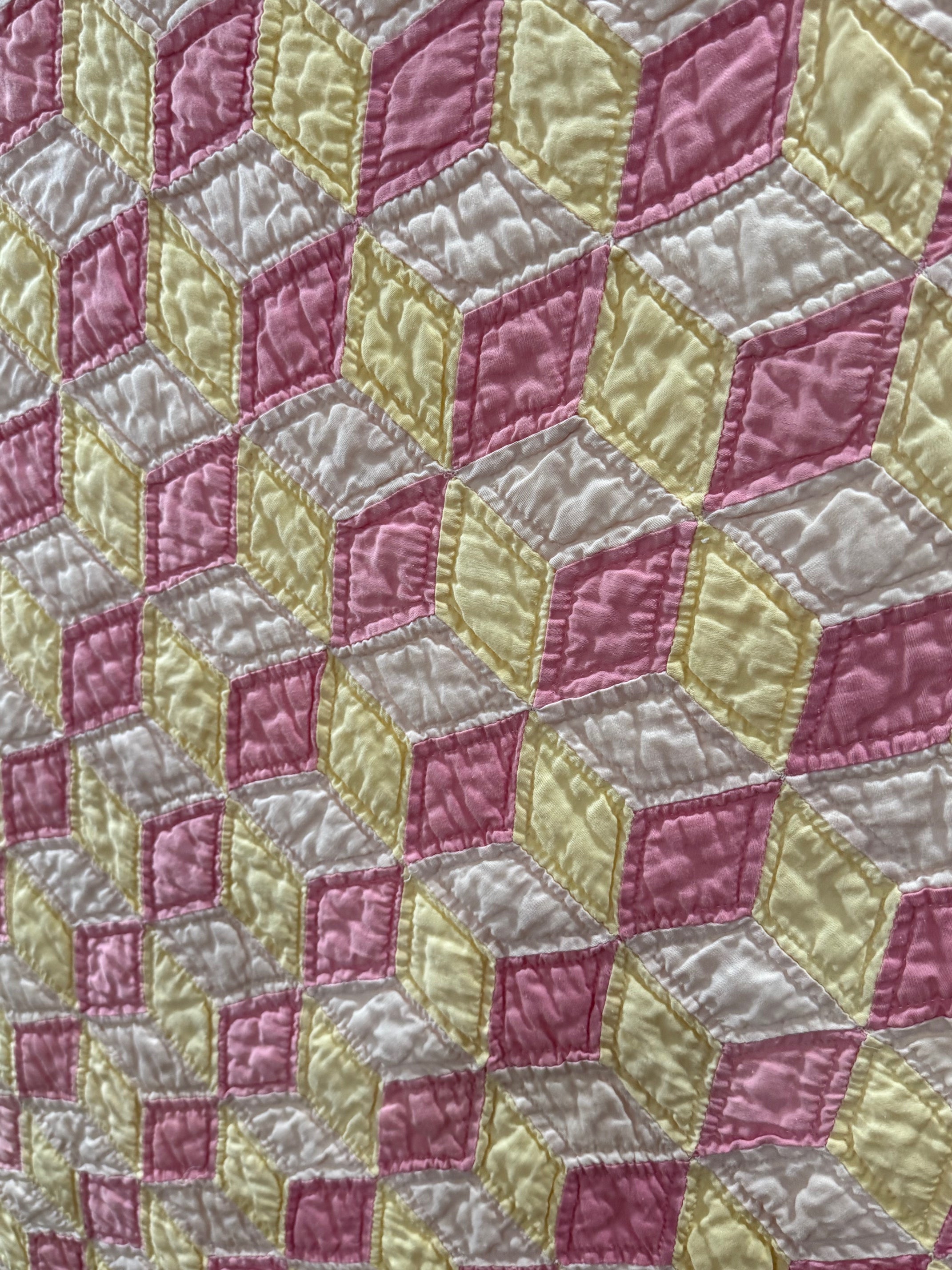 Pink Lemonade Tumbling Blocks Cutter Quilt **SOLD**