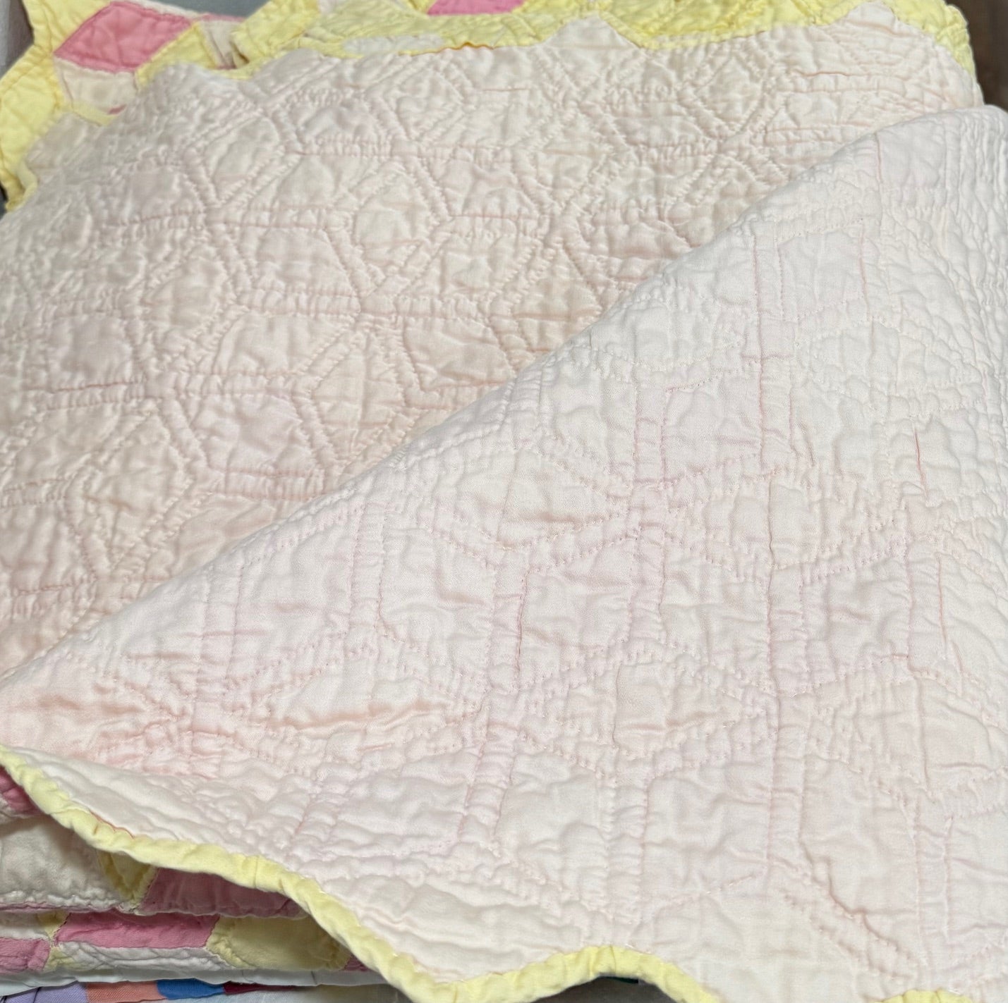 Pink Lemonade Tumbling Blocks Cutter Quilt **SOLD**