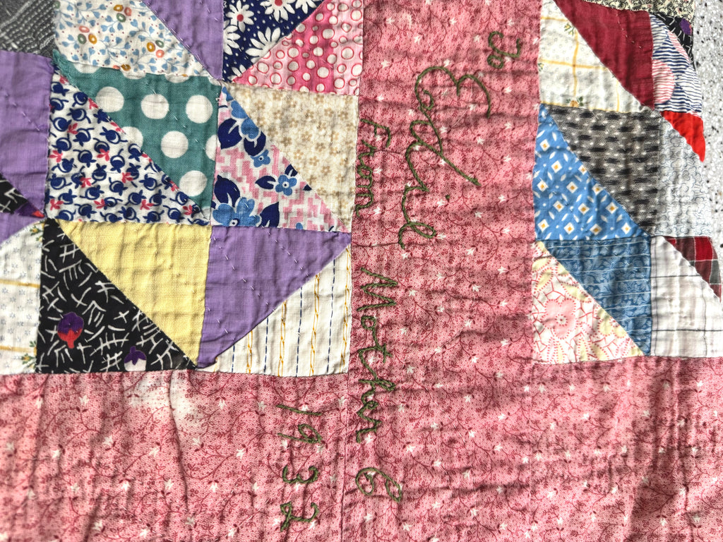 Vintage Edie's Quilt - Inscription with date