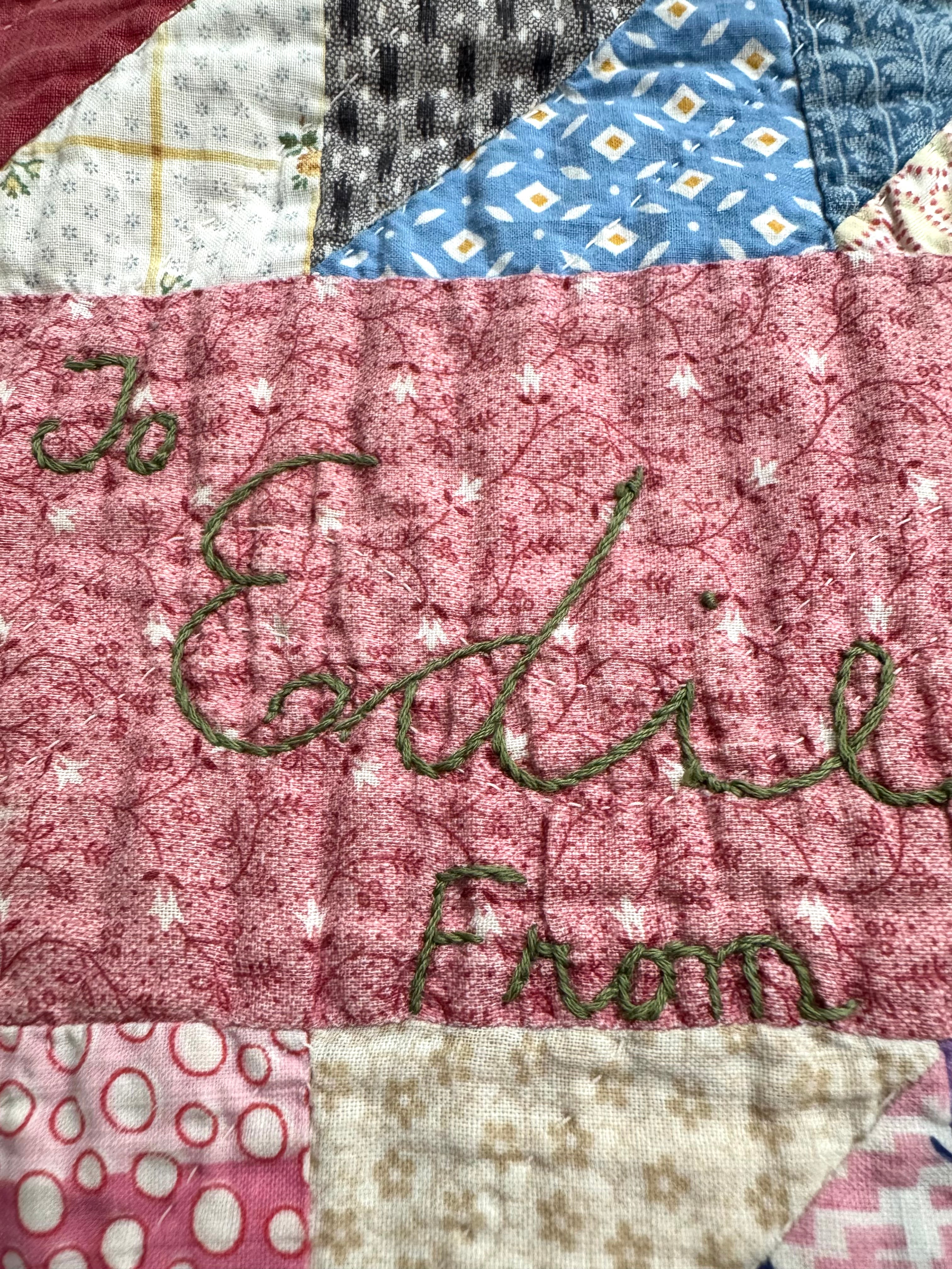 Vintage Edie's Quilt - Inscription with date
