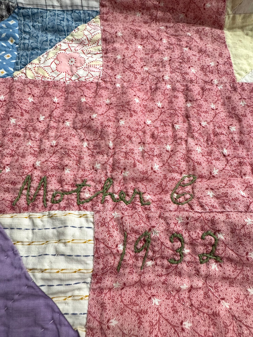 Vintage Edie's Quilt - Inscription with date