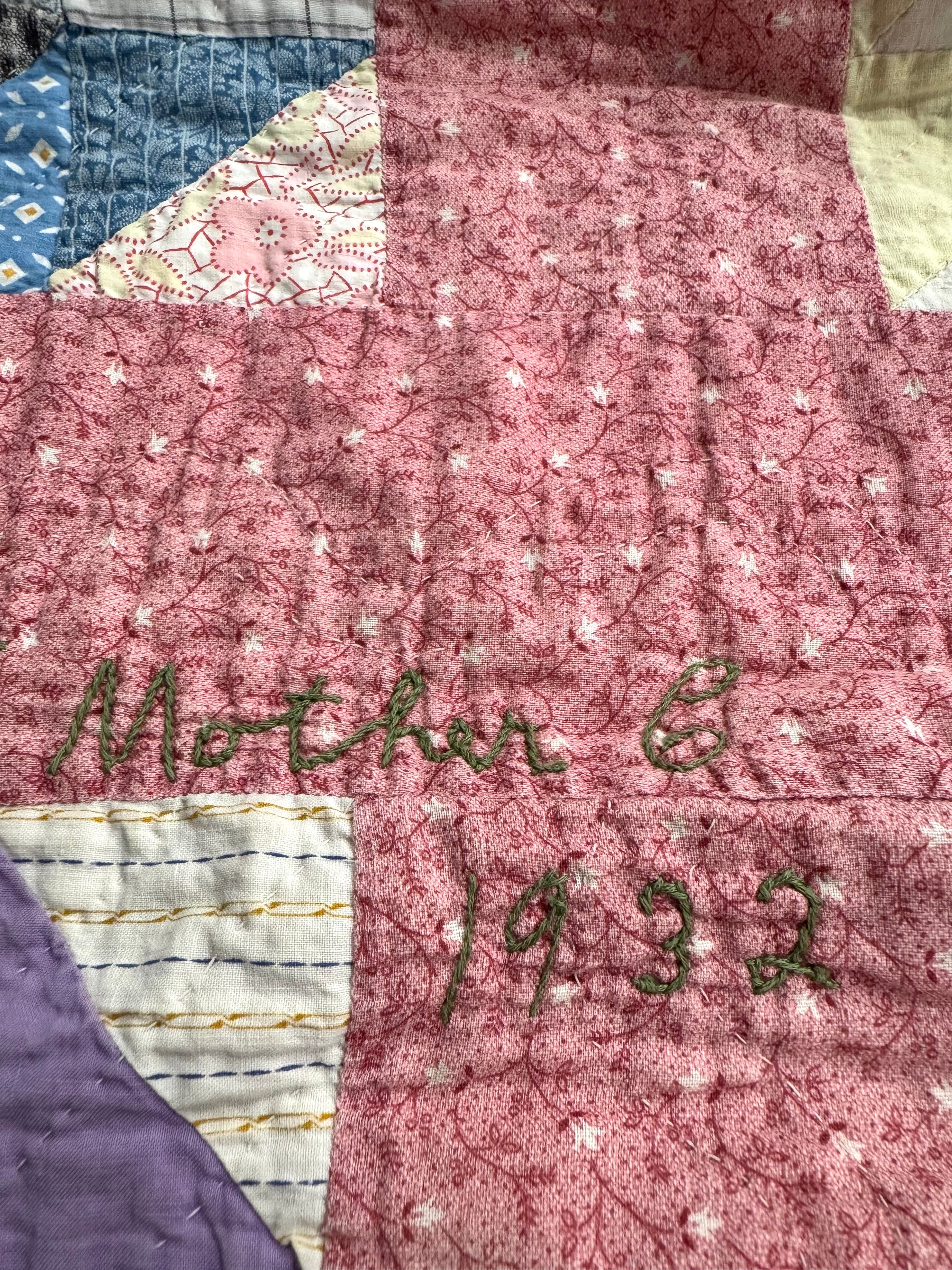 Vintage Edie's Quilt - Inscription with date