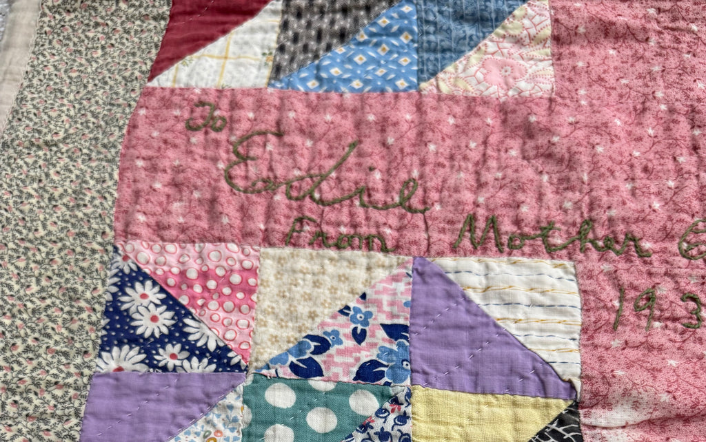 Vintage Edie's Quilt - Inscription with date