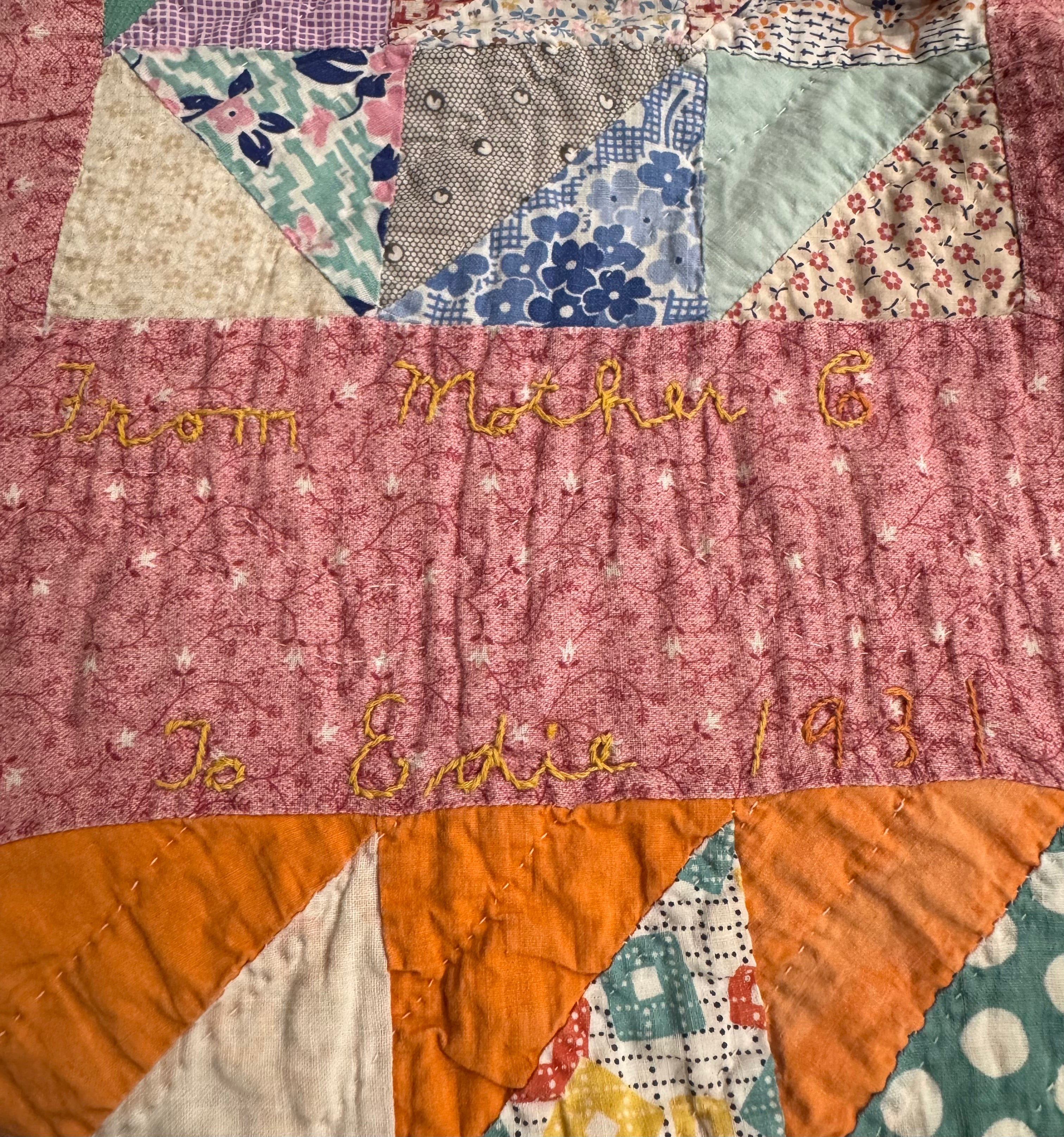 Vintage Edie's Quilt - Inscription with date