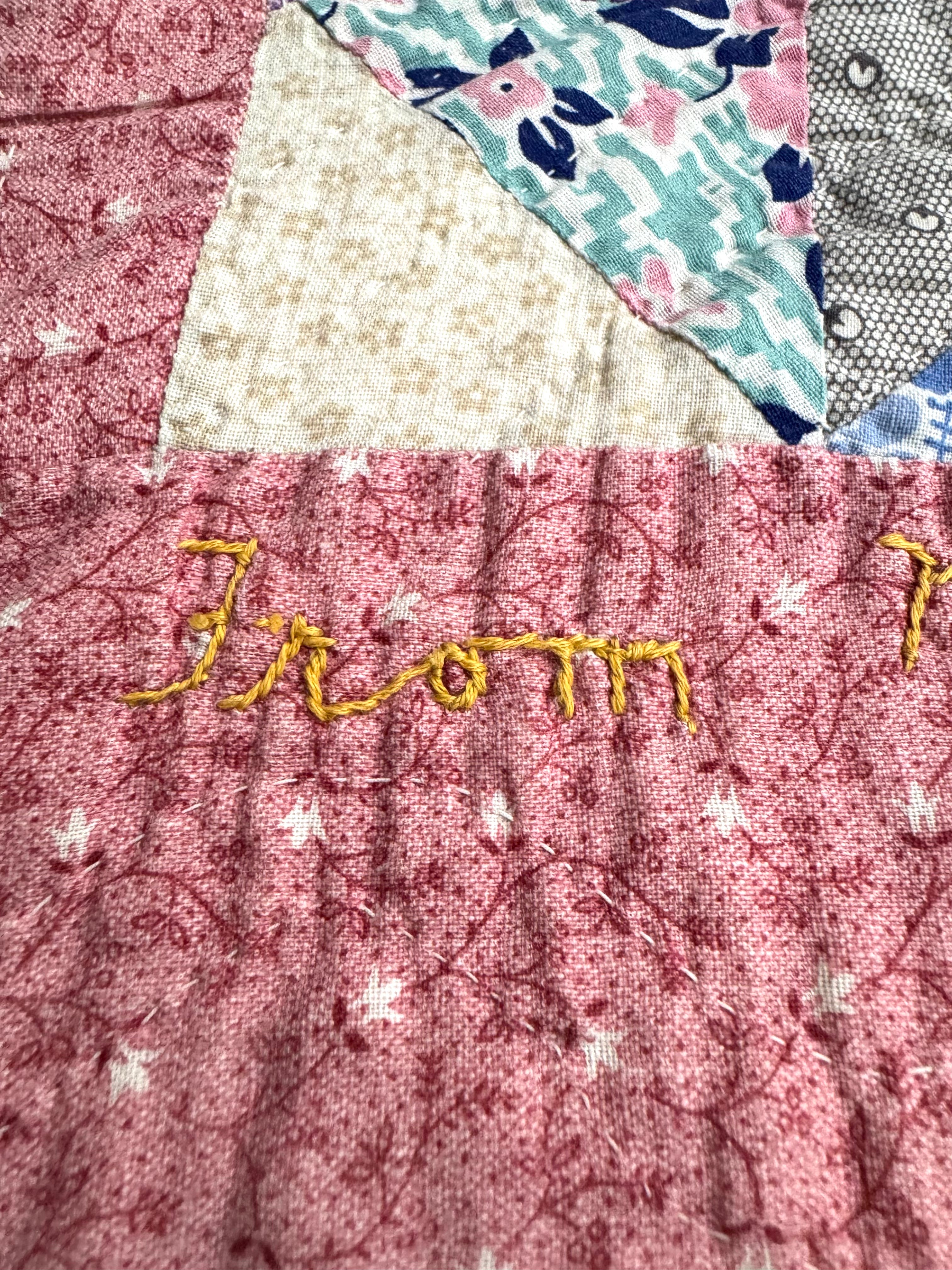 Vintage Edie's Quilt - Inscription with date