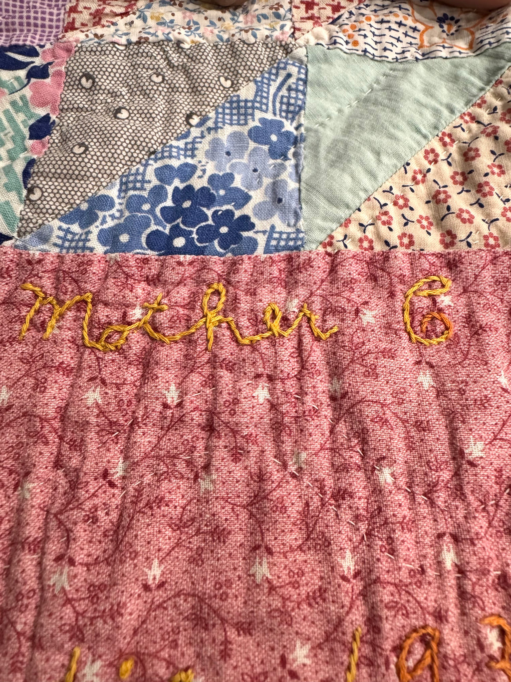 Vintage Edie's Quilt - Inscription with date