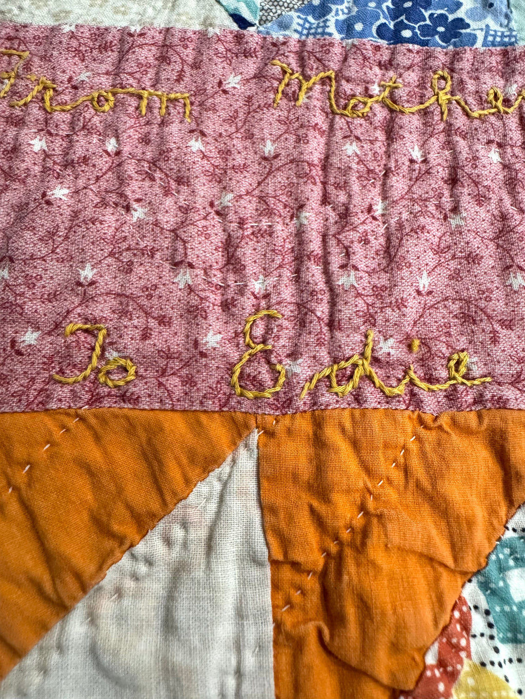 Vintage Edie's Quilt - Inscription with date