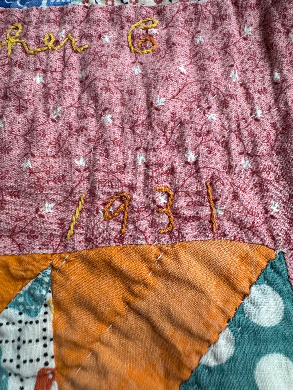 Vintage Edie's Quilt - Inscription with date