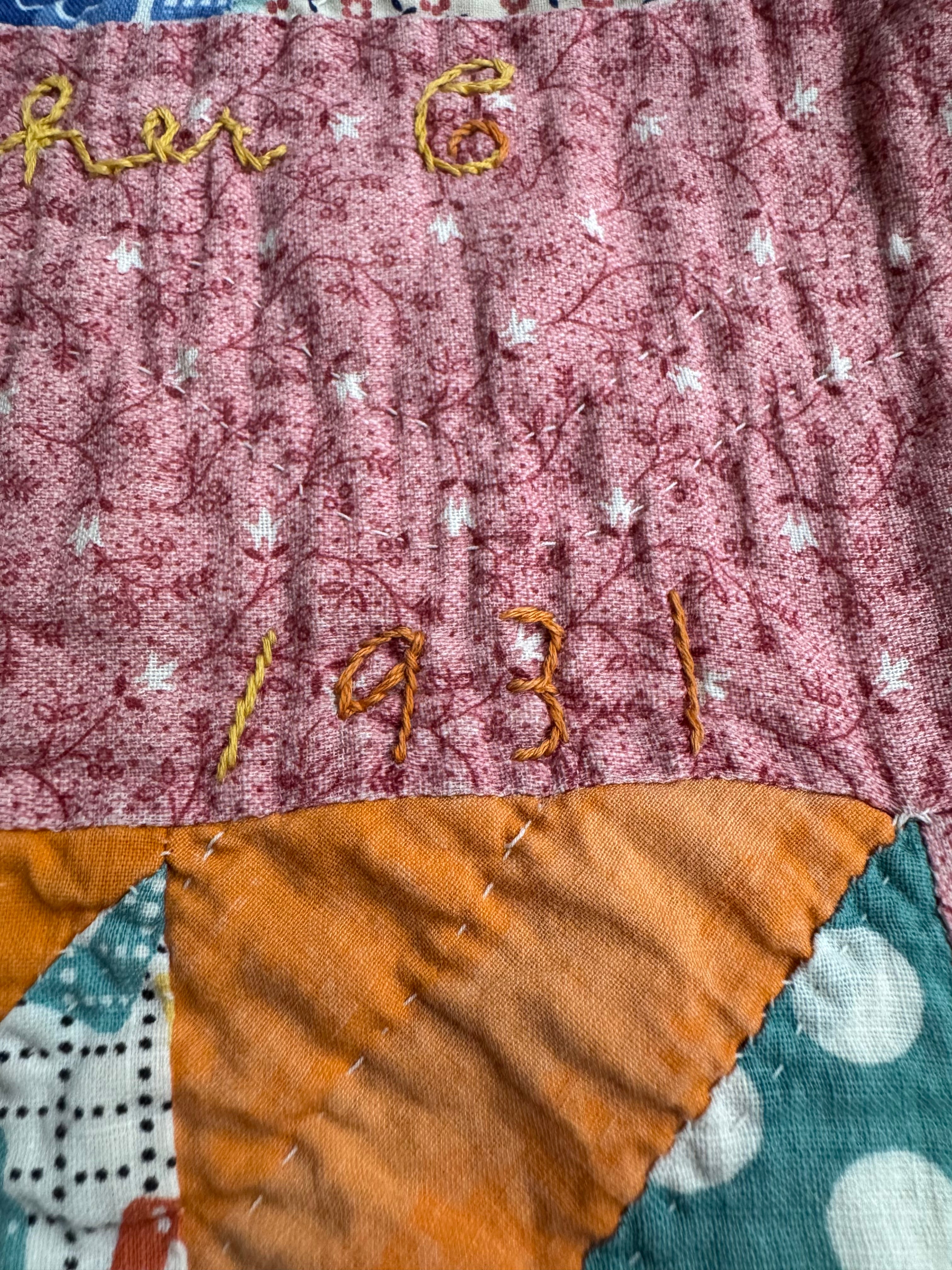 Vintage Edie's Quilt - Inscription with date