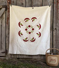 Vintage Quilt Rose of Sharon Wreath with Folk Art Birds