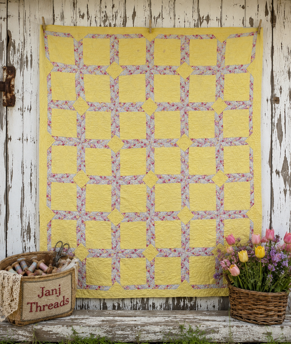 **SOLD** Vintage Quilt Lattice Yellow **SOLD**