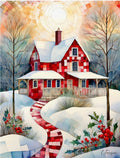 Quiltberry Farm Patchwork Cottage Blank Greeting Card