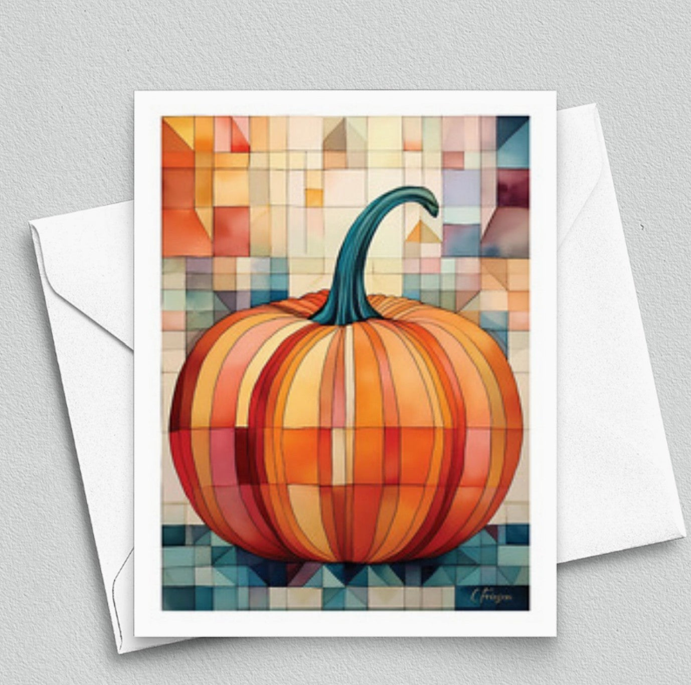 Quiltberry Farm Peaceful Pumpkins Blank Greeting Card