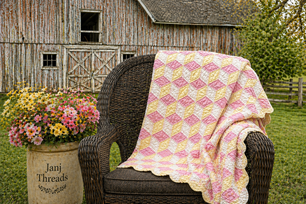 Pink Lemonade Tumbling Blocks Cutter Quilt **SOLD**