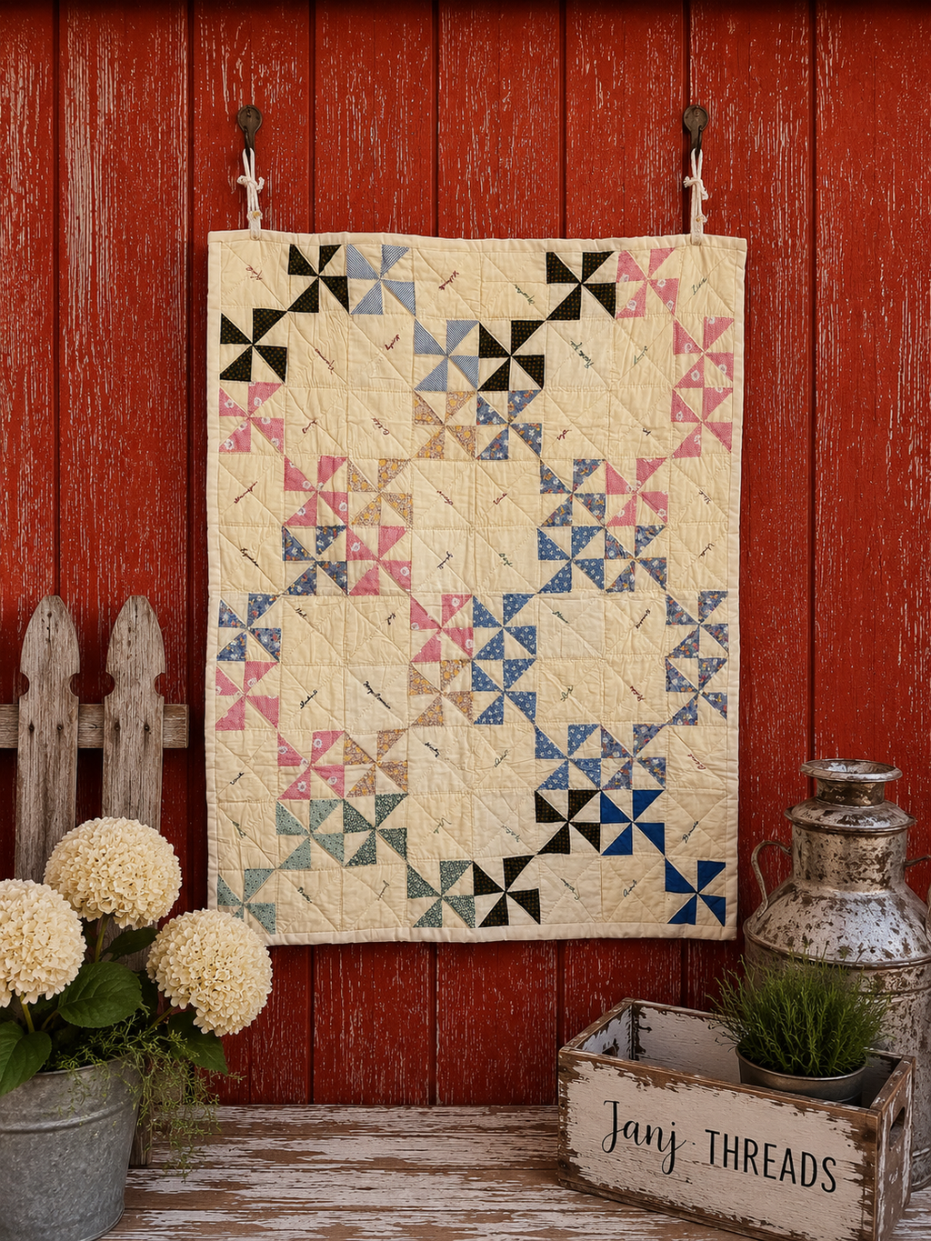 Vintage Pinwheel Quilt - Signed