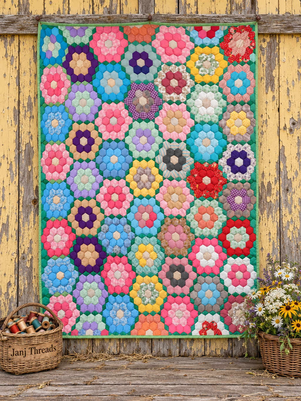 Grandmother's flower garden Quilt